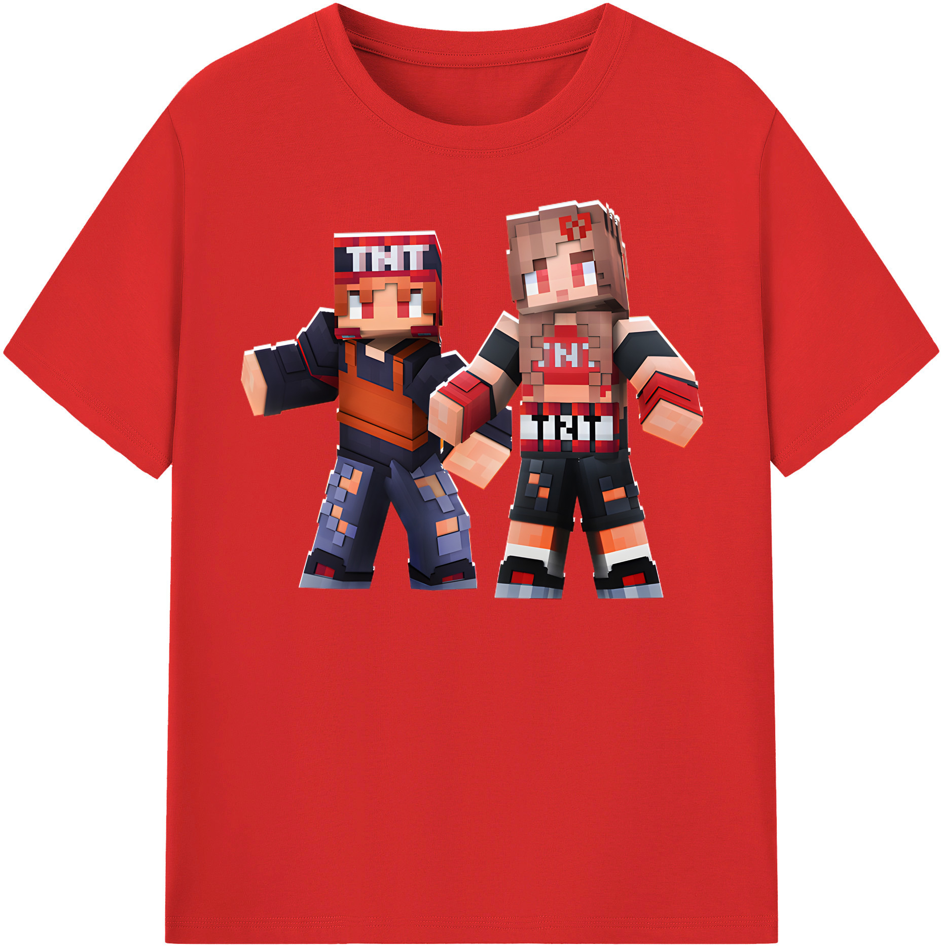 （画像用） マインクラフト ブロックの世界 Minecraft MC Block world 綿100％半袖Tシャツ（フロントプリント）