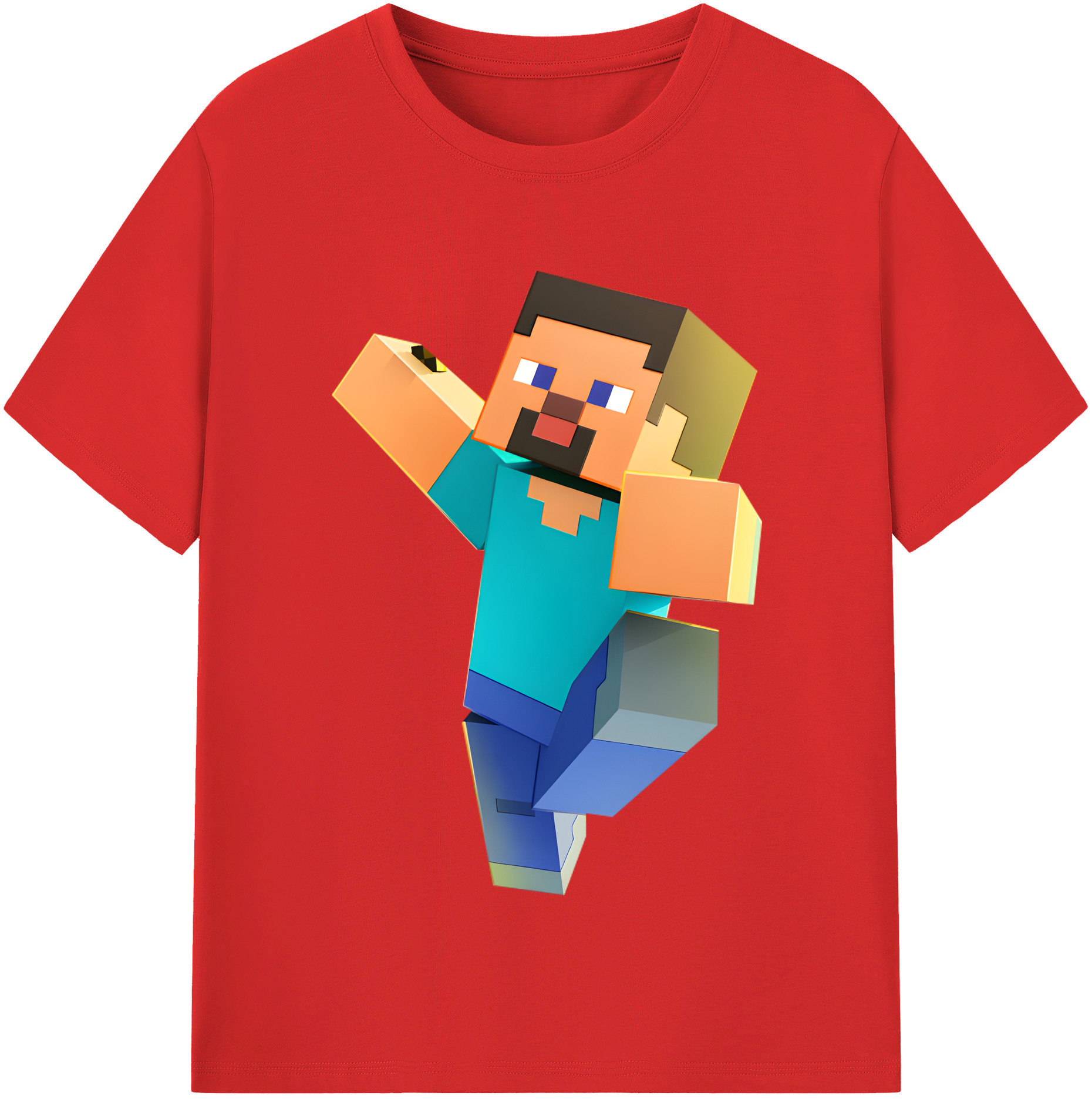 （画像用） マインクラフト ブロックの世界 Minecraft MC Block world 綿100％半袖Tシャツ（フロントプリント）