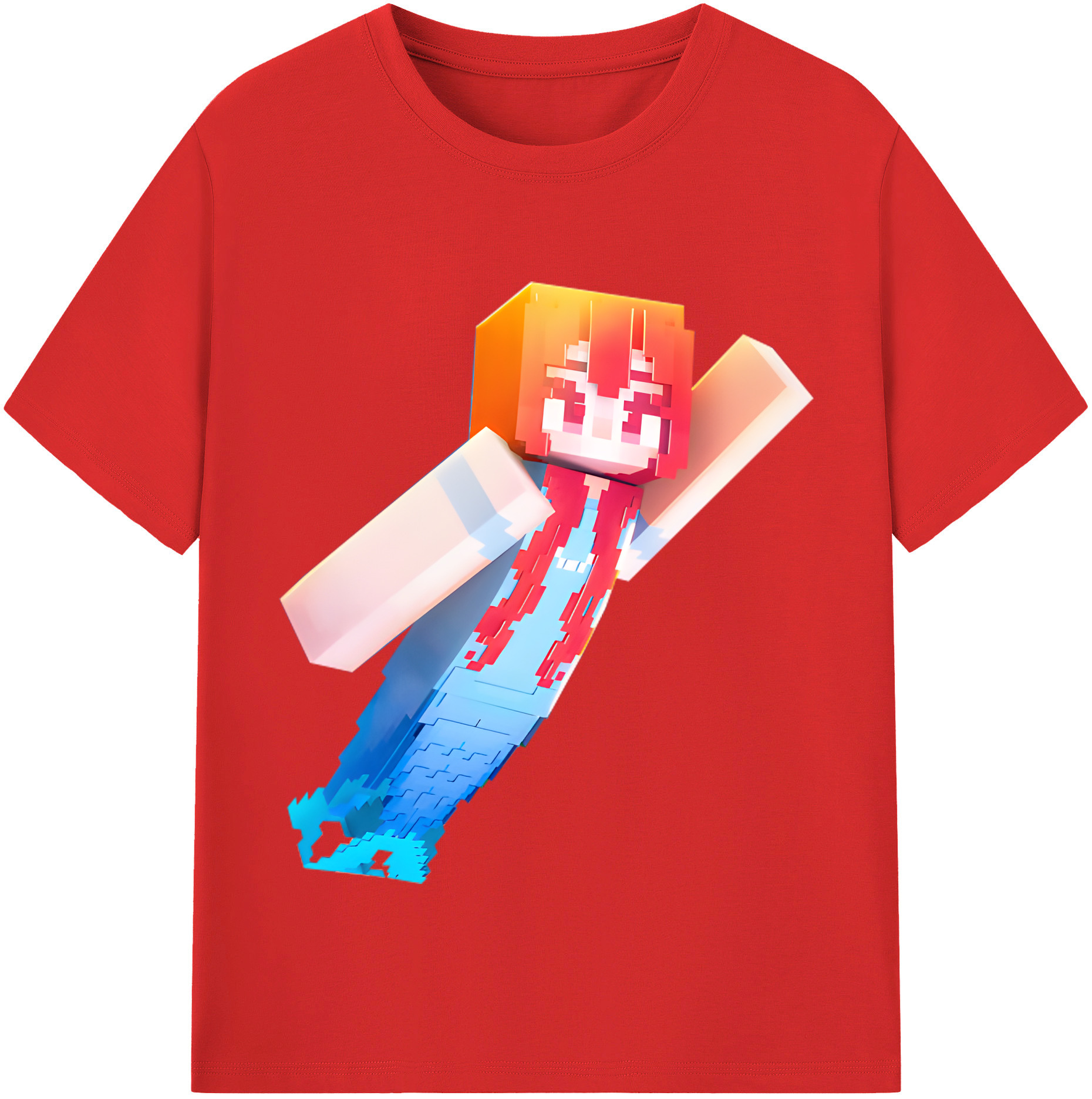 （画像用） マインクラフト ブロックの世界 Minecraft MC Block world 綿100％半袖Tシャツ（フロントプリント）
