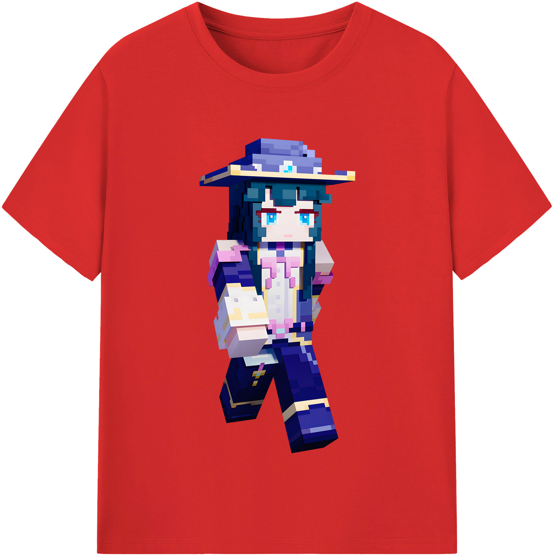 （画像用） マインクラフト ブロックの世界 Minecraft MC Block world 綿100％半袖Tシャツ（フロントプリント）