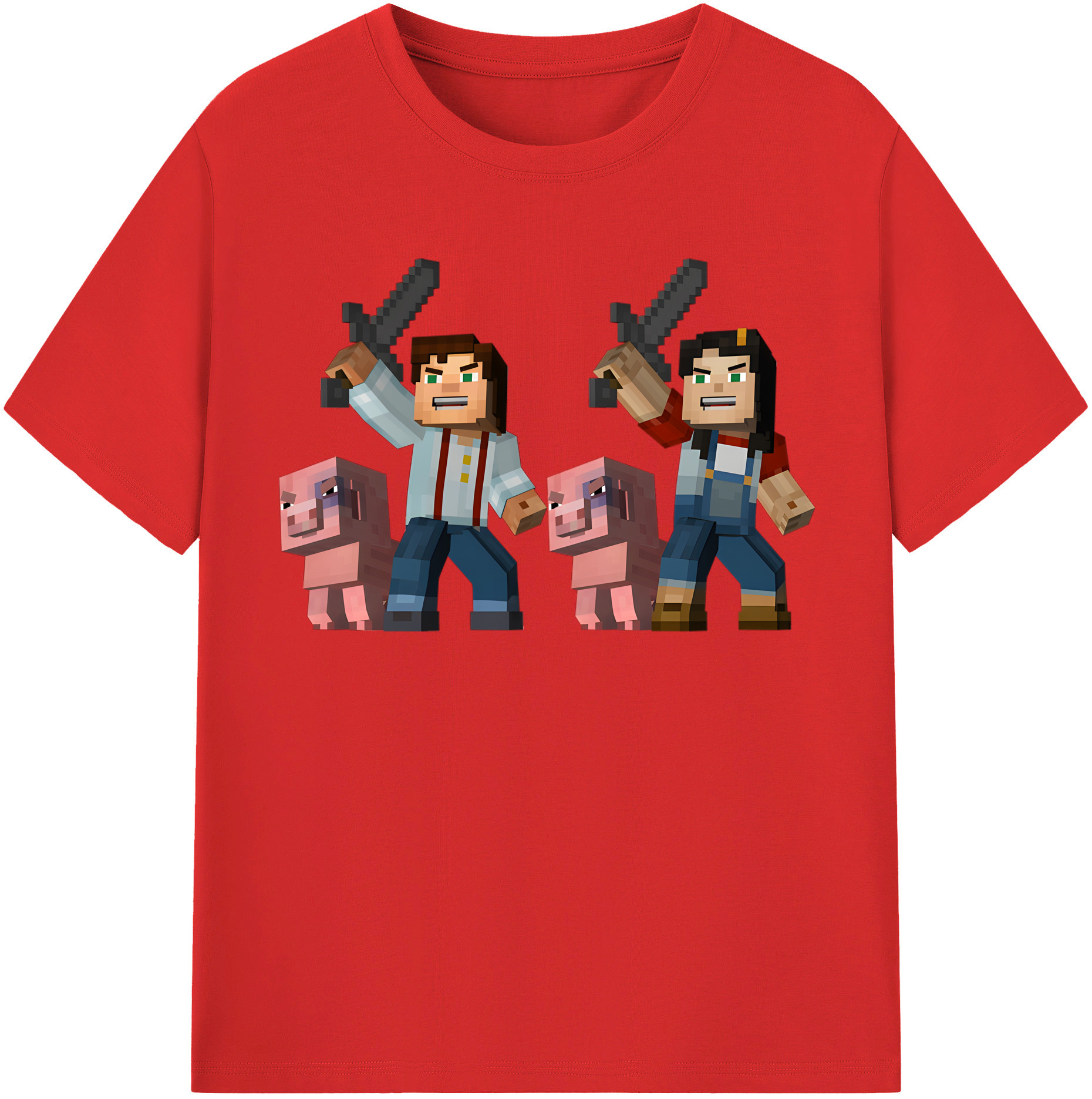（画像用） マインクラフト ブロックの世界 Minecraft MC Block world 綿100％半袖Tシャツ（フロントプリント）