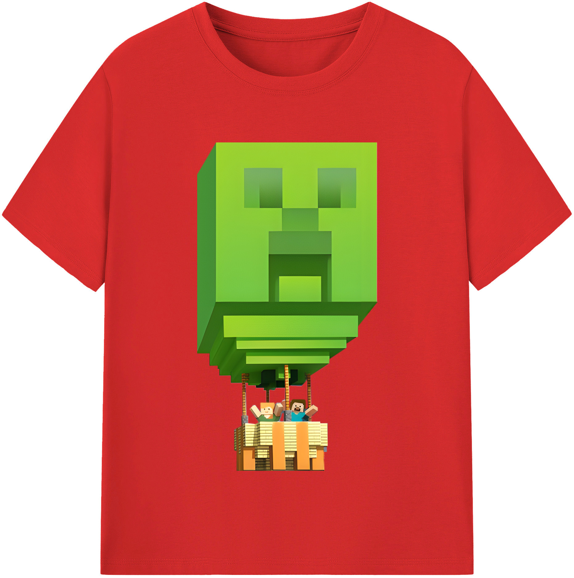 （画像用） マインクラフト ブロックの世界 Minecraft MC Block world 綿100％半袖Tシャツ（フロントプリント）