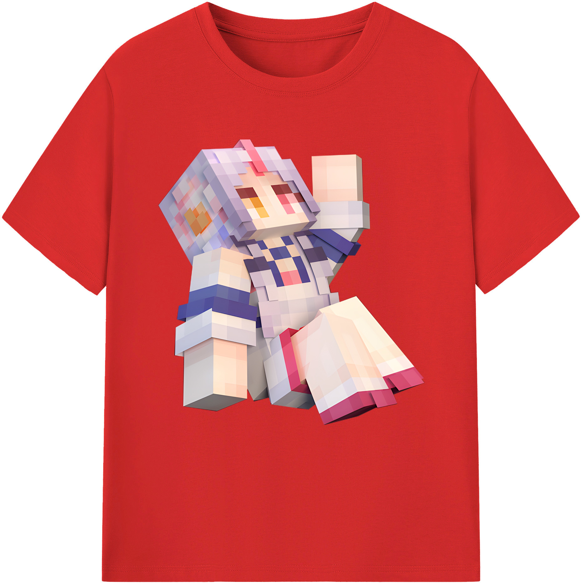 （画像用） マインクラフト ブロックの世界 Minecraft MC Block world 綿100％半袖Tシャツ（フロントプリント）