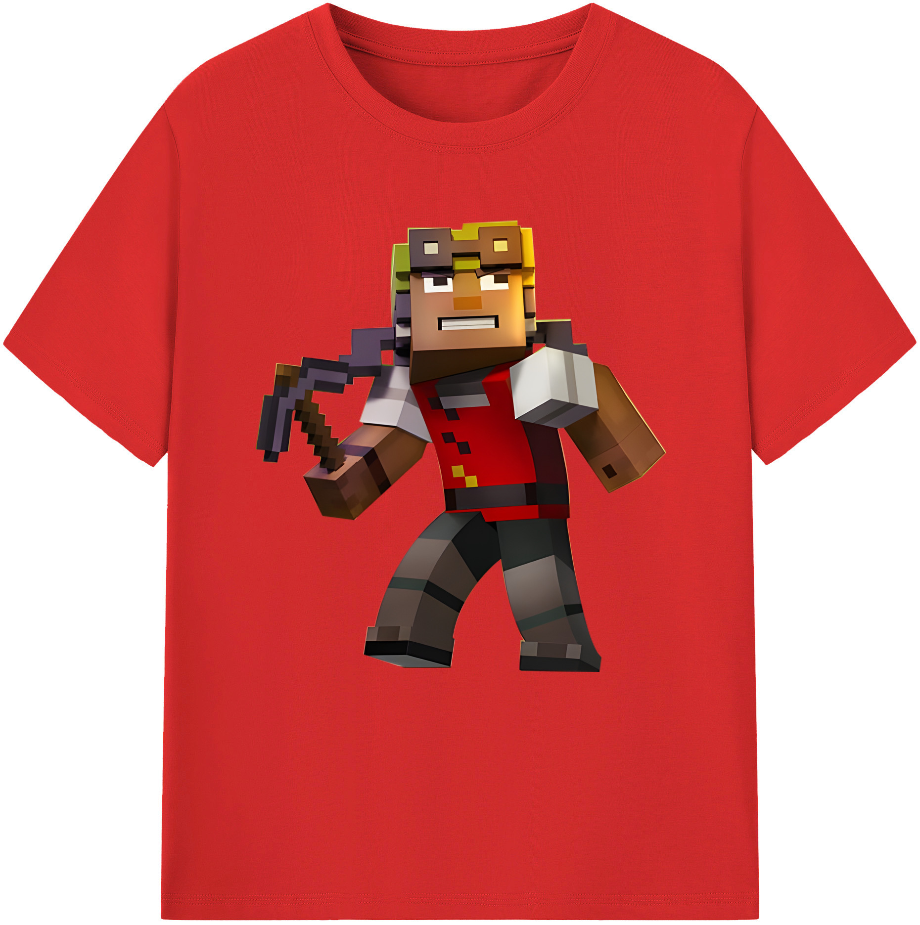 （画像用） マインクラフト ブロックの世界 Minecraft MC Block world 綿100％半袖Tシャツ（フロントプリント）