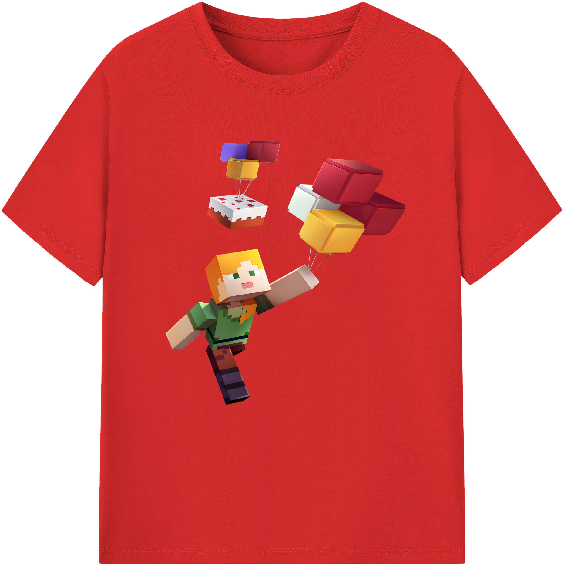 （画像用） マインクラフト ブロックの世界 Minecraft MC Block world 綿100％半袖Tシャツ（フロントプリント）