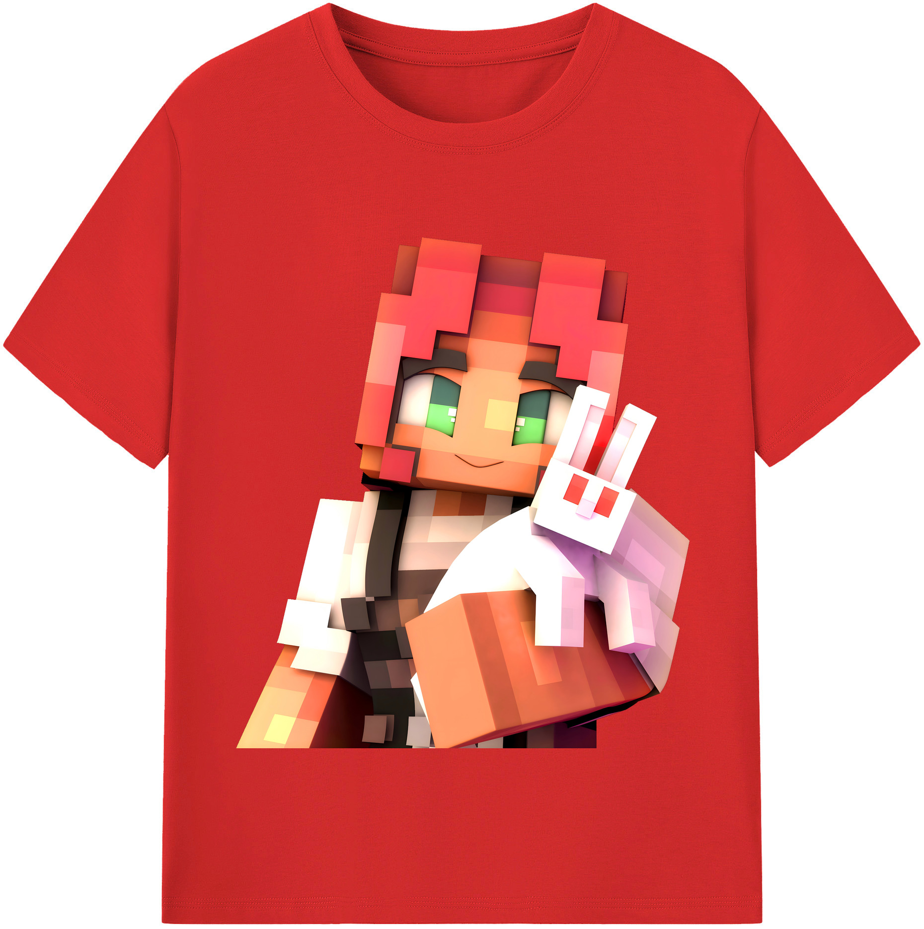 （画像用） マインクラフト ブロックの世界 Minecraft MC Block world 綿100％半袖Tシャツ（フロントプリント）