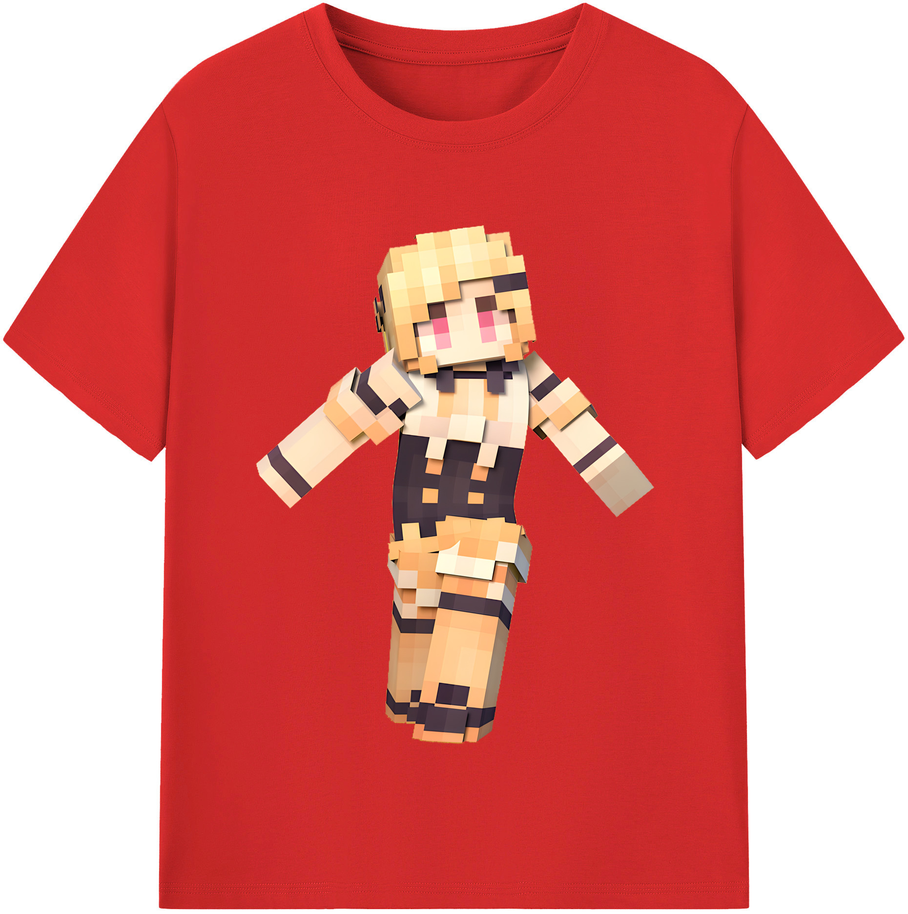（画像用） マインクラフト ブロックの世界 Minecraft MC Block world 綿100％半袖Tシャツ（フロントプリント）