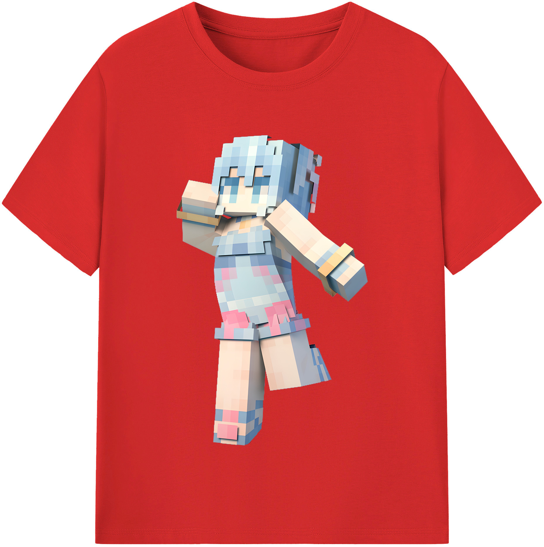 （画像用） マインクラフト ブロックの世界 Minecraft MC Block world 綿100％半袖Tシャツ（フロントプリント）