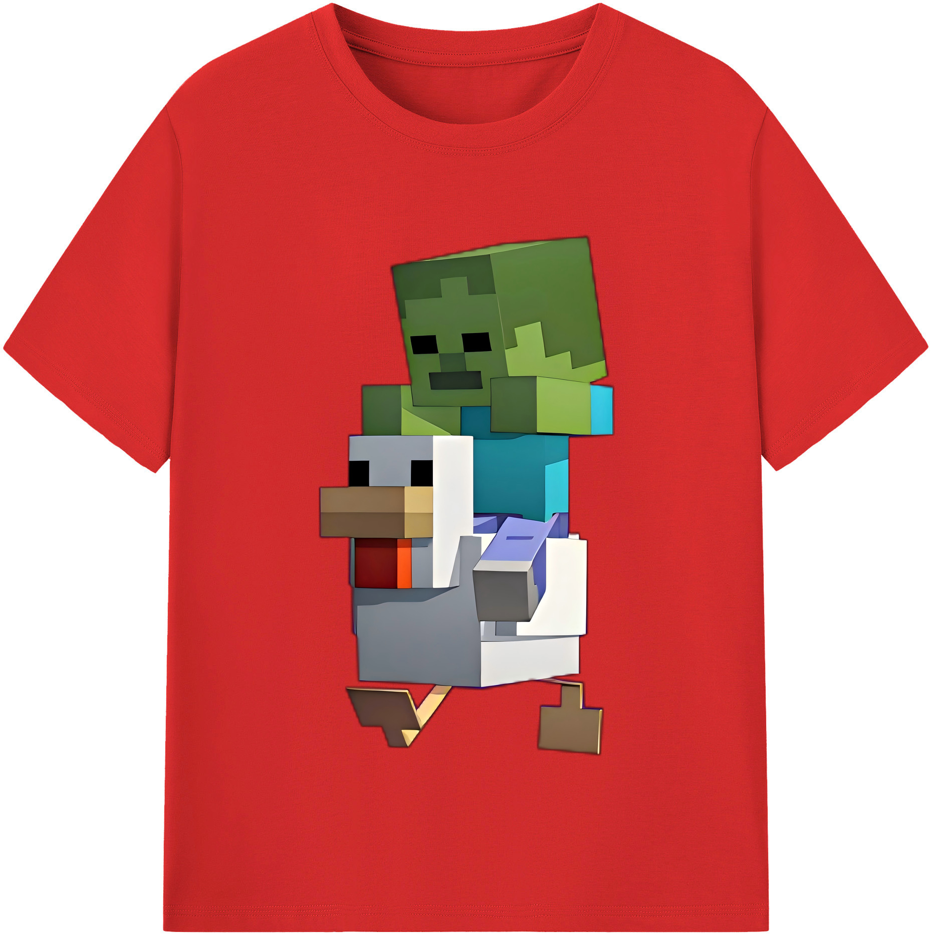 （画像用） マインクラフト ブロックの世界 Minecraft MC Block world 綿100％半袖Tシャツ（フロントプリント）