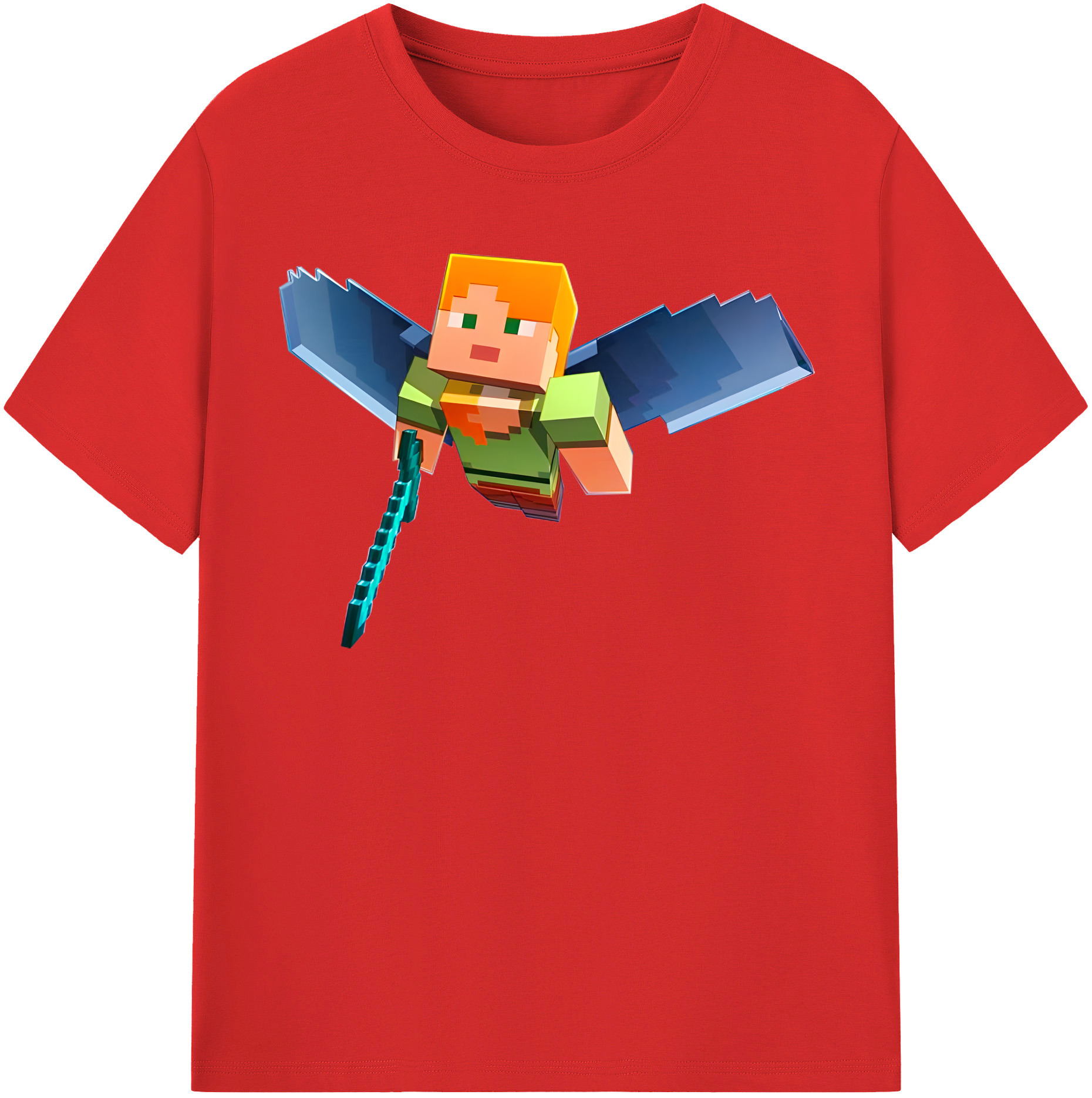 （画像用） マインクラフト ブロックの世界 Minecraft MC Block world 綿100％半袖Tシャツ（フロントプリント）