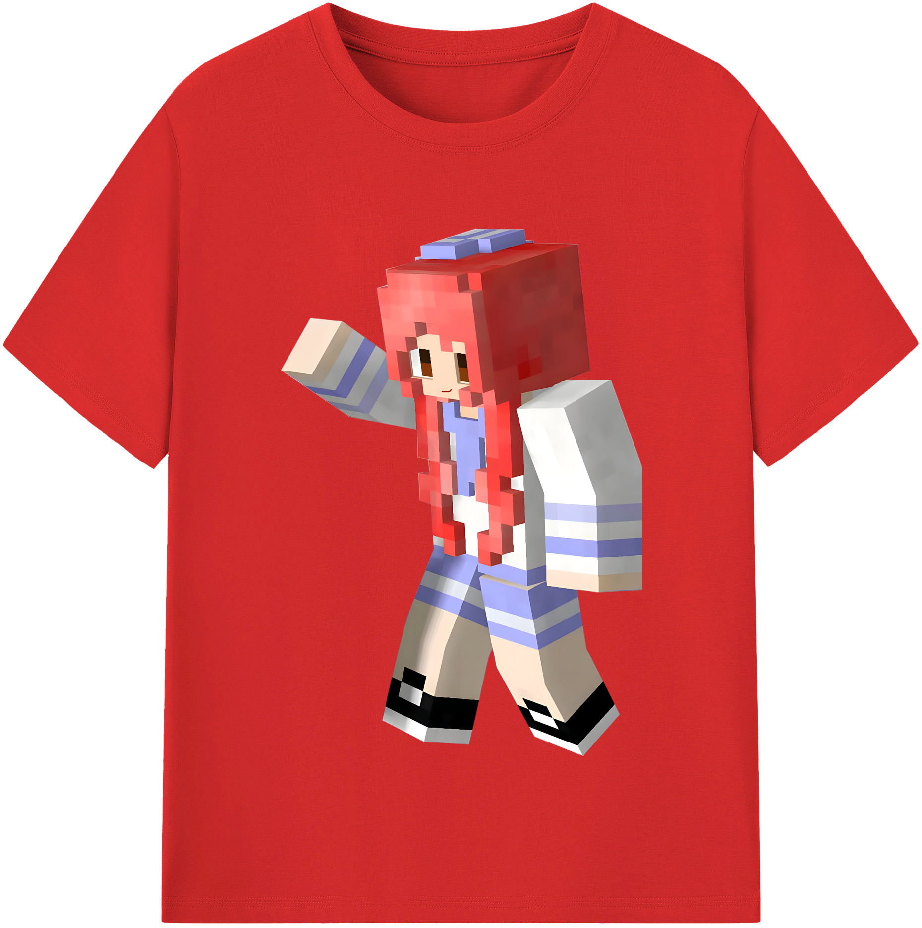 （画像用） マインクラフト ブロックの世界 Minecraft MC Block world 綿100％半袖Tシャツ（フロントプリント）