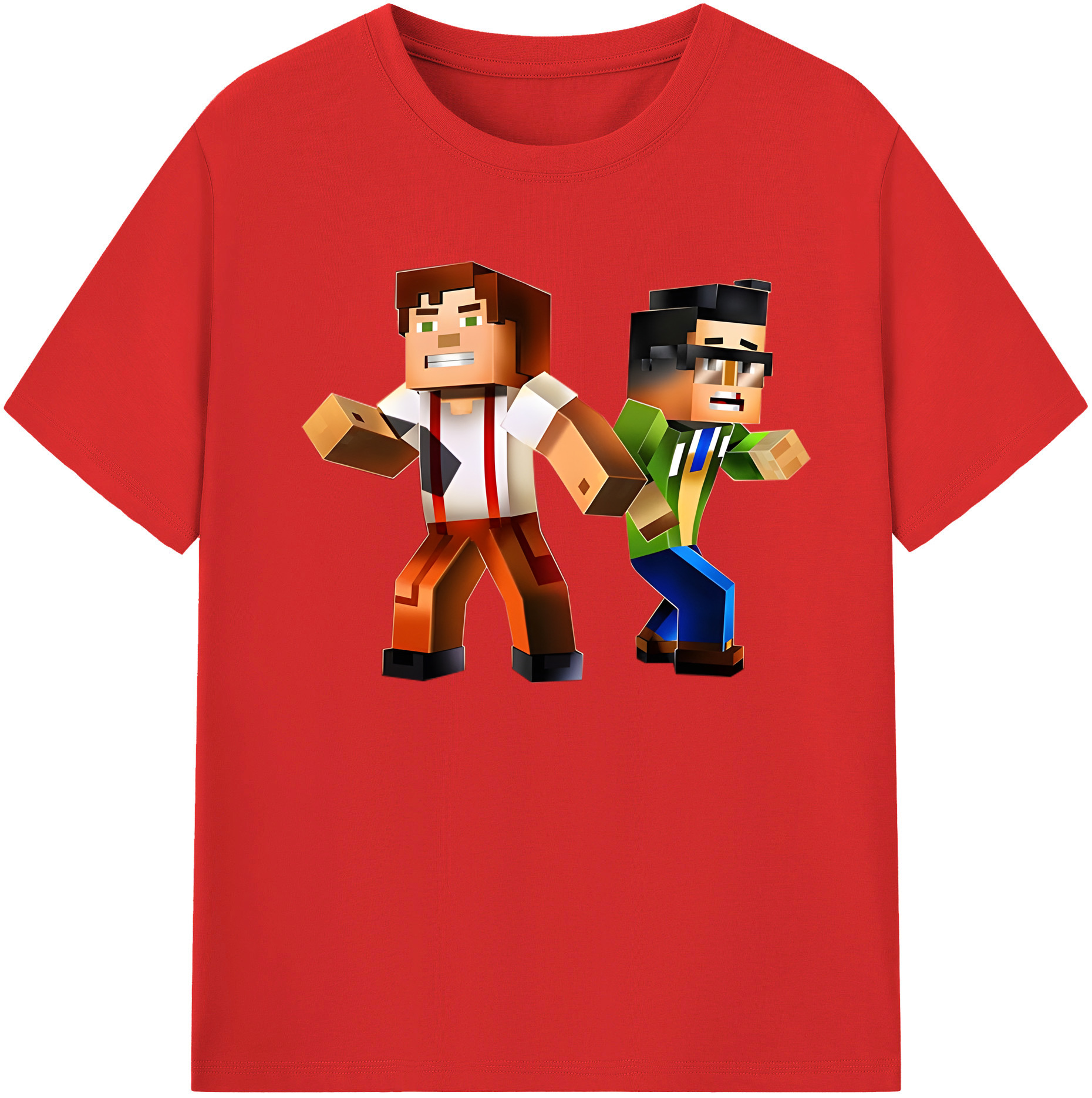 （画像用） マインクラフト ブロックの世界 Minecraft MC Block world 綿100％半袖Tシャツ（フロントプリント）