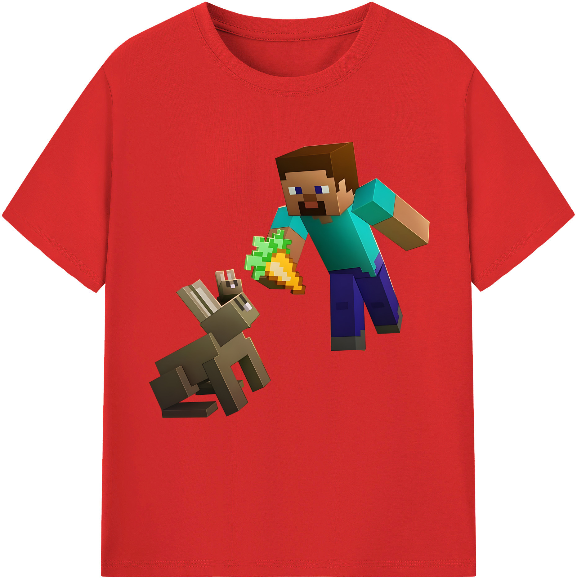 （画像用） マインクラフト ブロックの世界 Minecraft MC Block world 綿100％半袖Tシャツ（フロントプリント）