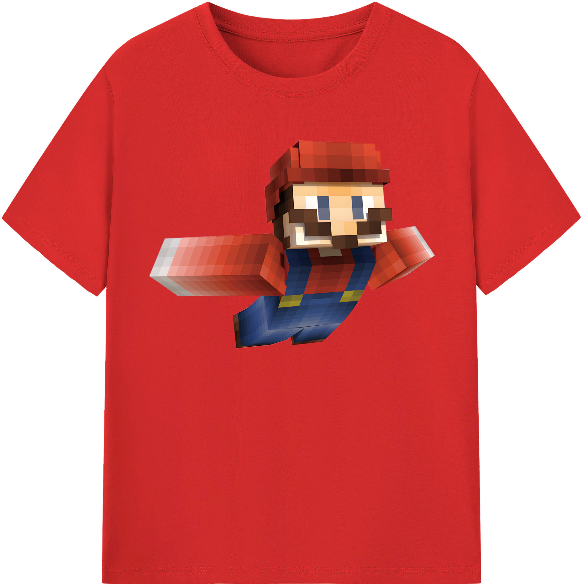 （画像用） マインクラフト ブロックの世界 Minecraft MC Block world 綿100％半袖Tシャツ（フロントプリント）