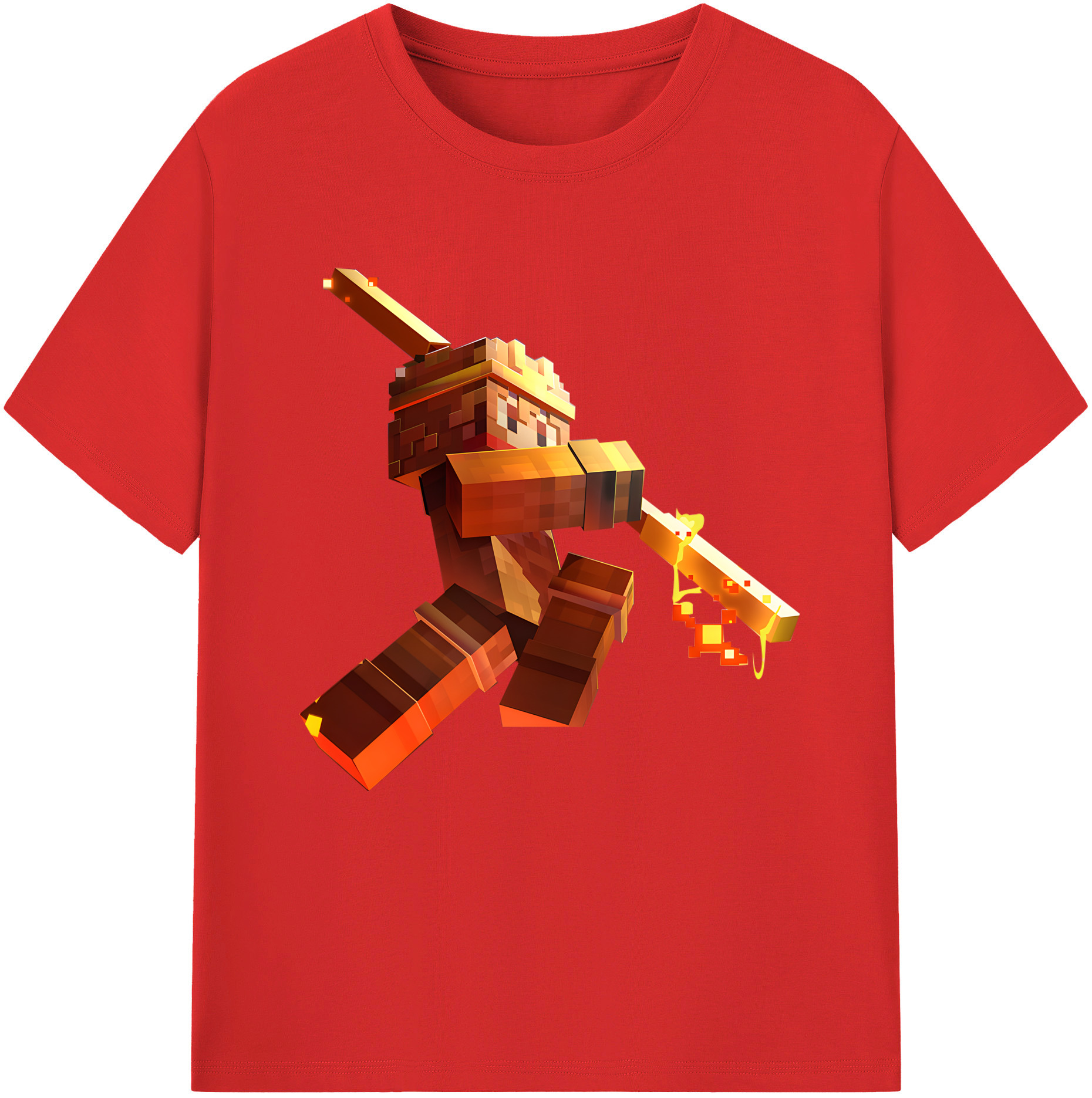 （画像用） マインクラフト ブロックの世界 Minecraft MC Block world 綿100％半袖Tシャツ（フロントプリント）