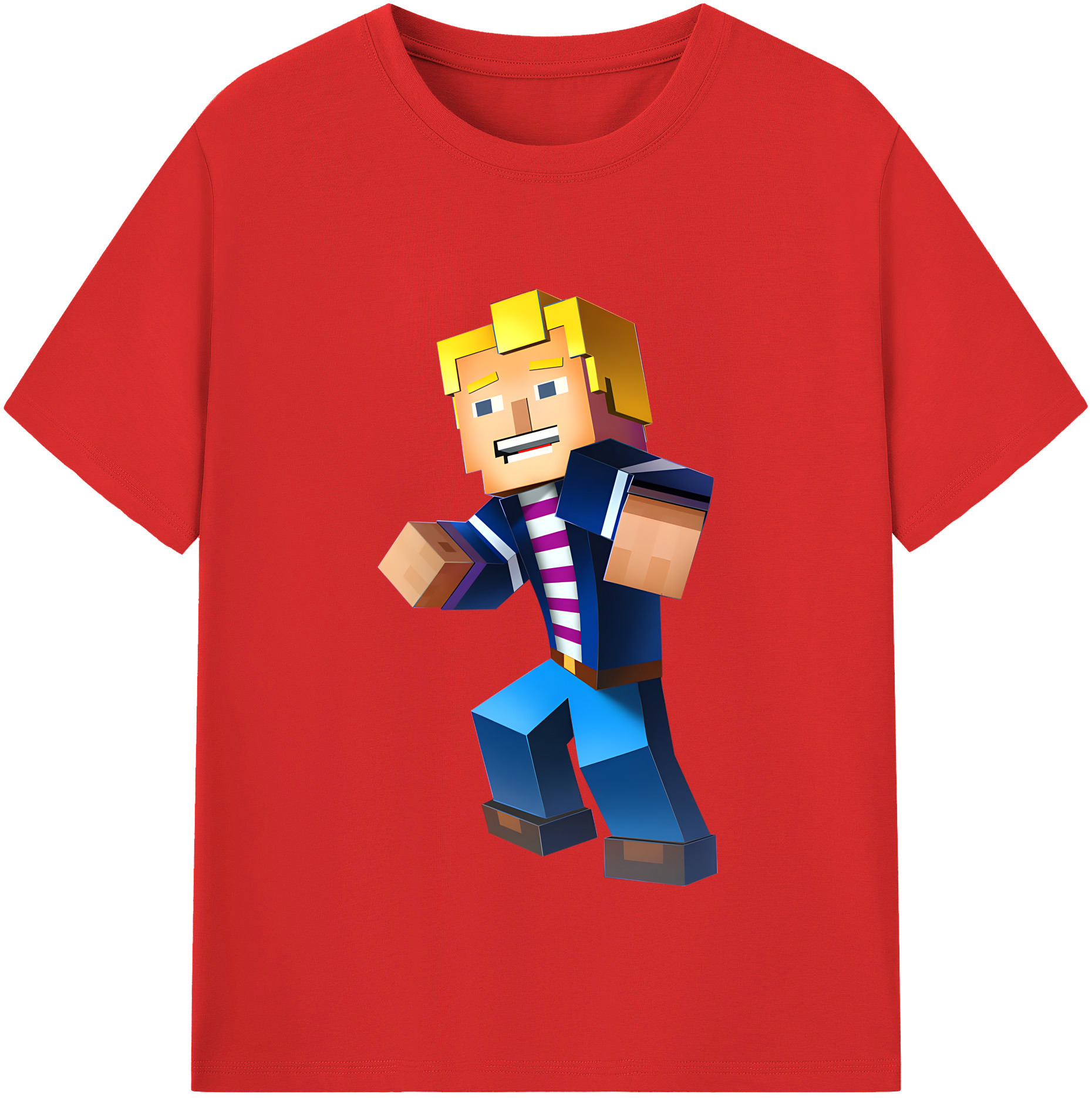 （画像用） マインクラフト ブロックの世界 Minecraft MC Block world 綿100％半袖Tシャツ（フロントプリント）