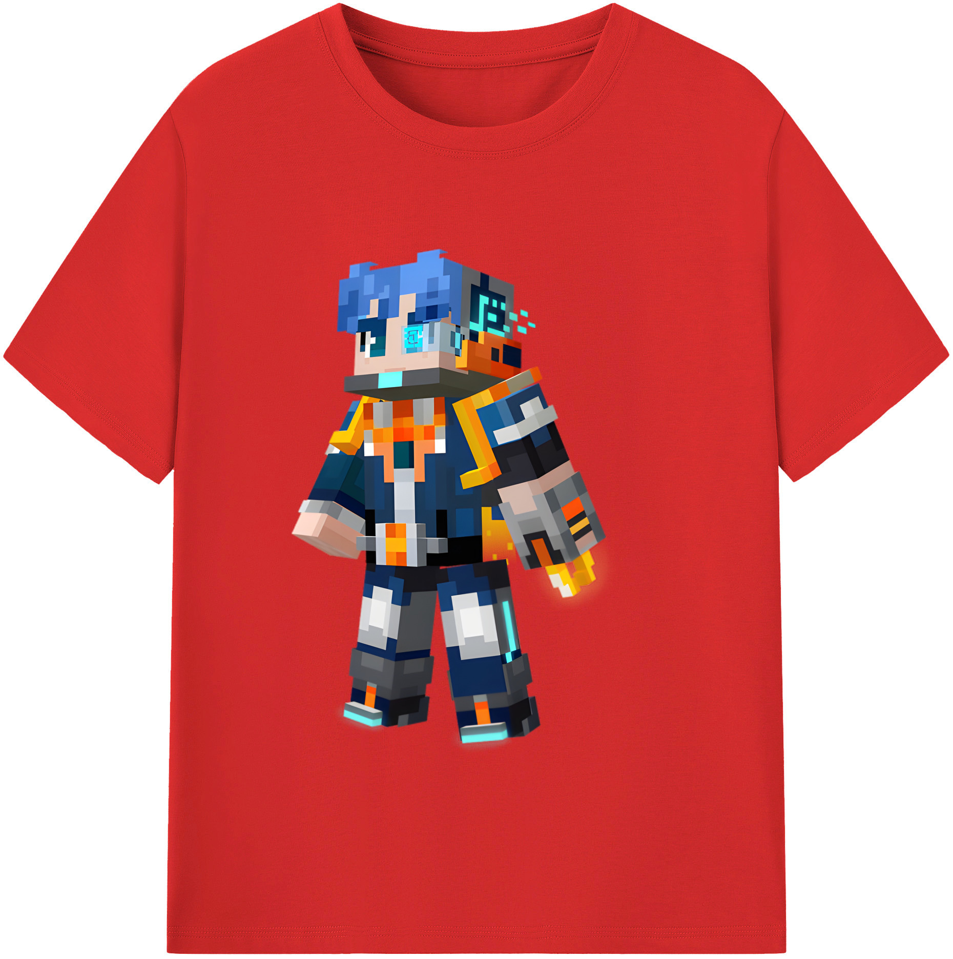 （画像用） マインクラフト ブロックの世界 Minecraft MC Block world 綿100％半袖Tシャツ（フロントプリント）