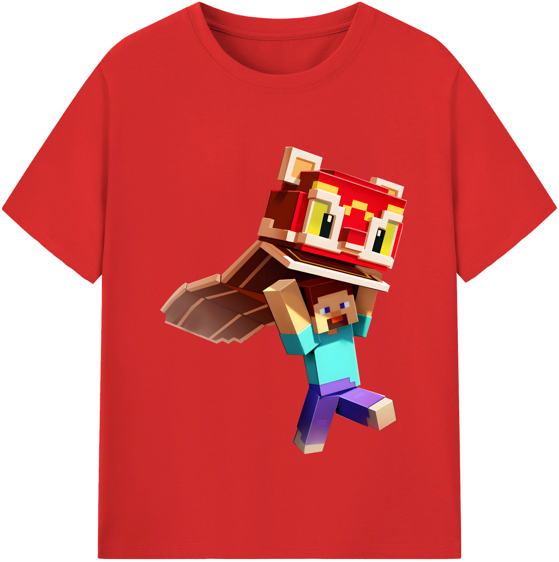（画像用） マインクラフト ブロックの世界 Minecraft MC Block world 綿100％半袖Tシャツ（フロントプリント）