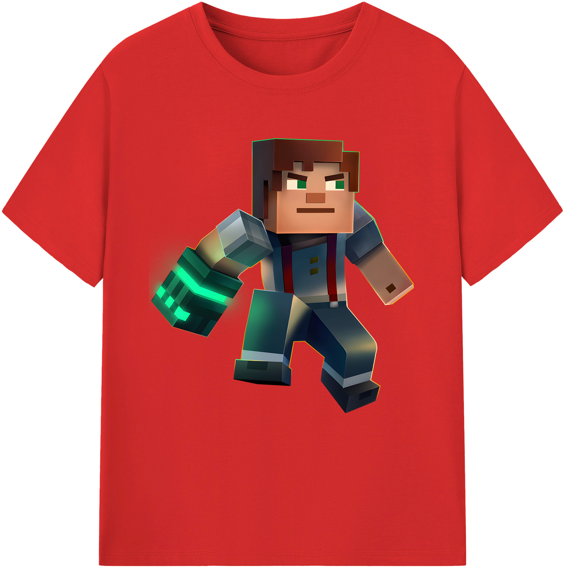 （画像用） マインクラフト ブロックの世界 Minecraft MC Block world 綿100％半袖Tシャツ（フロントプリント）