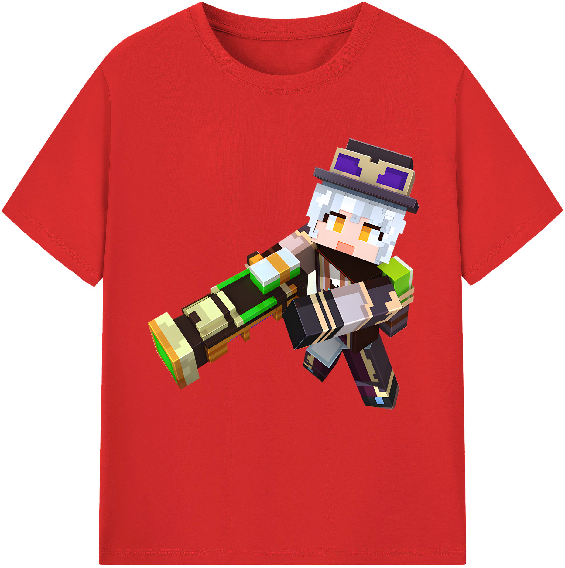 （画像用） マインクラフト ブロックの世界 Minecraft MC Block world 綿100％半袖Tシャツ（フロントプリント）