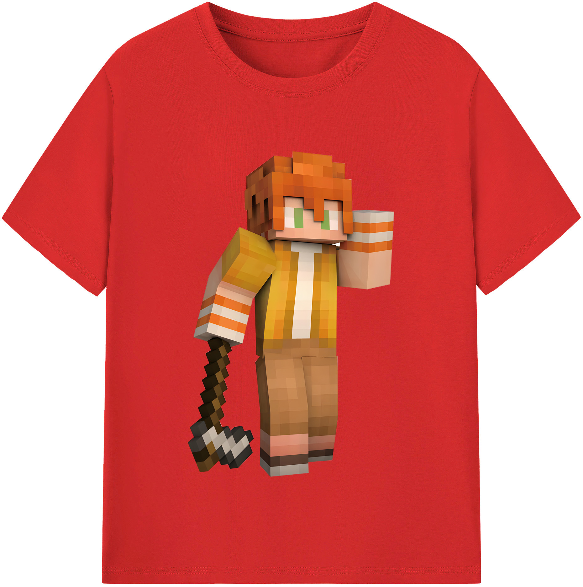 （画像用） マインクラフト ブロックの世界 Minecraft MC Block world 綿100％半袖Tシャツ（フロントプリント）