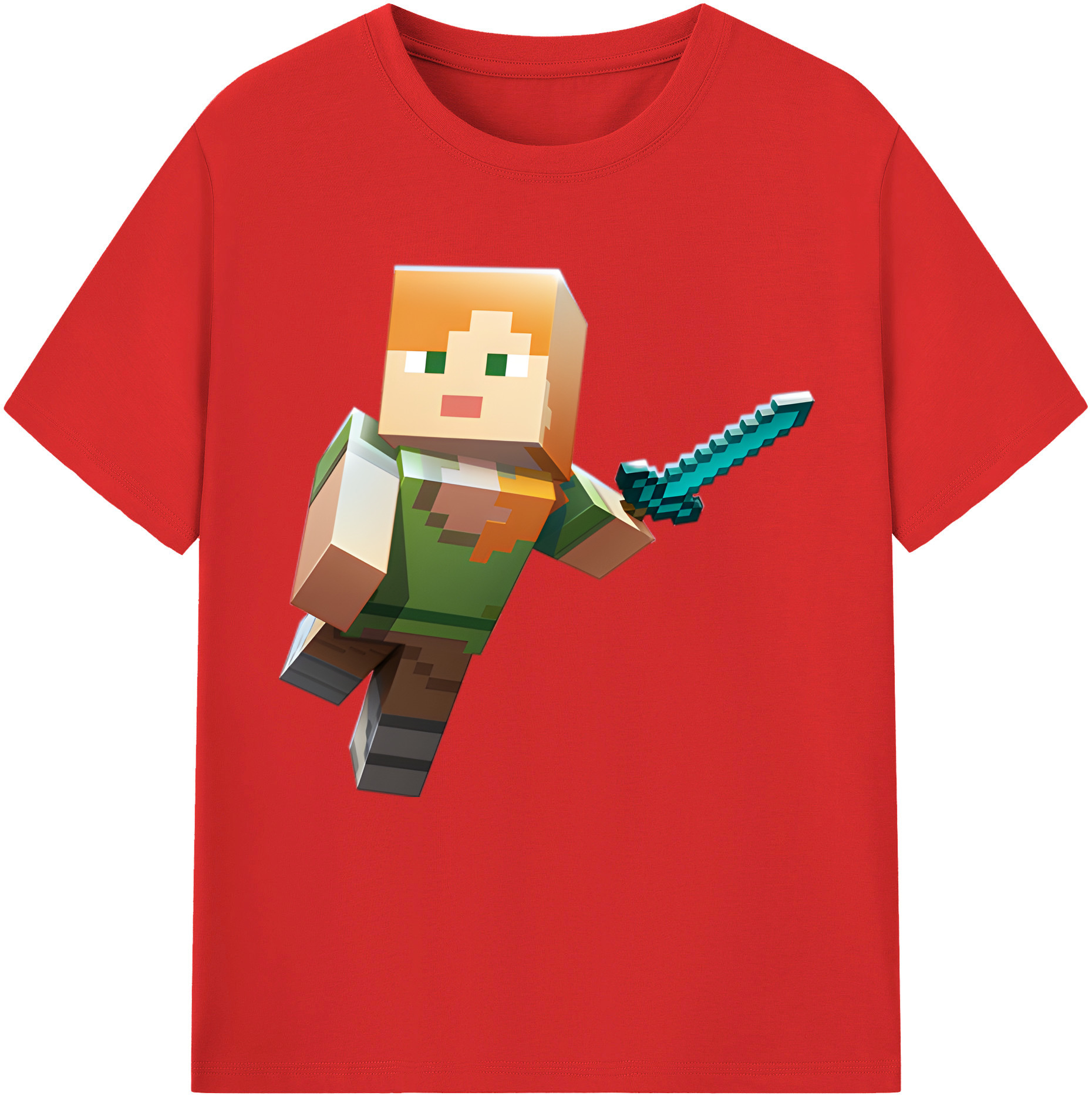 （画像用） マインクラフト ブロックの世界 Minecraft MC Block world 綿100％半袖Tシャツ（フロントプリント）