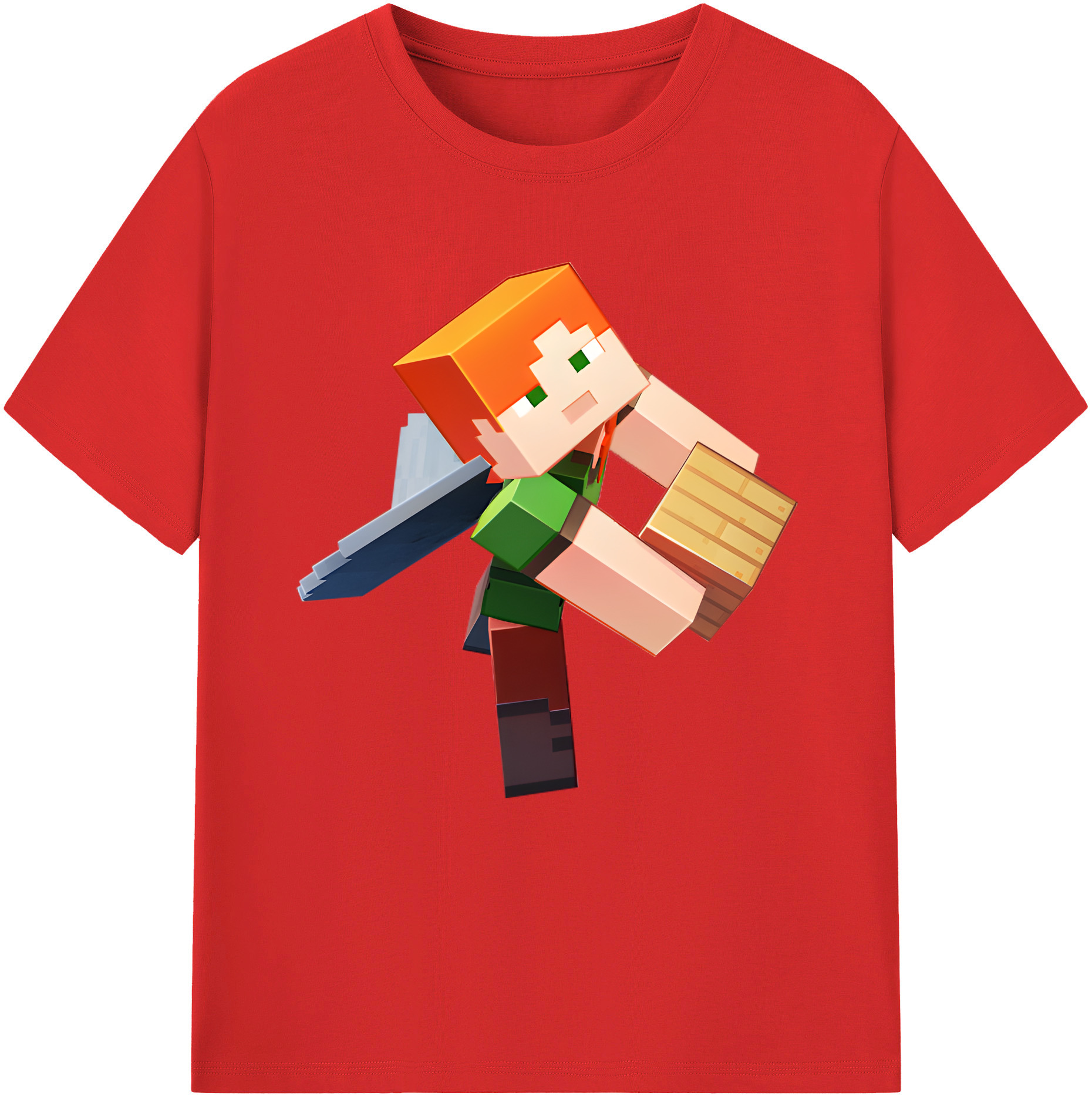 （画像用） マインクラフト ブロックの世界 Minecraft MC Block world 綿100％半袖Tシャツ（フロントプリント）