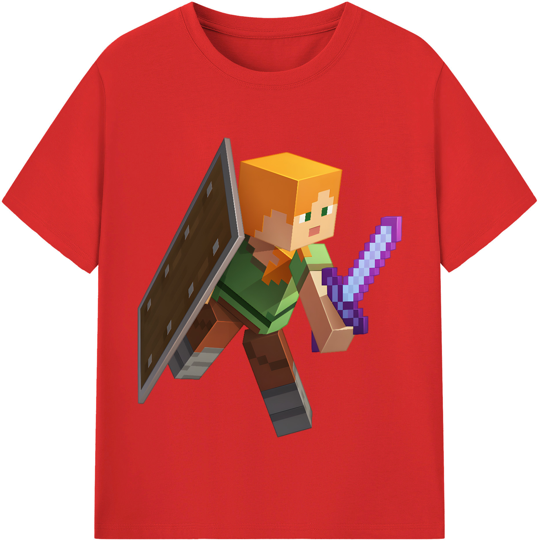 （画像用） マインクラフト ブロックの世界 Minecraft MC Block world 綿100％半袖Tシャツ（フロントプリント）