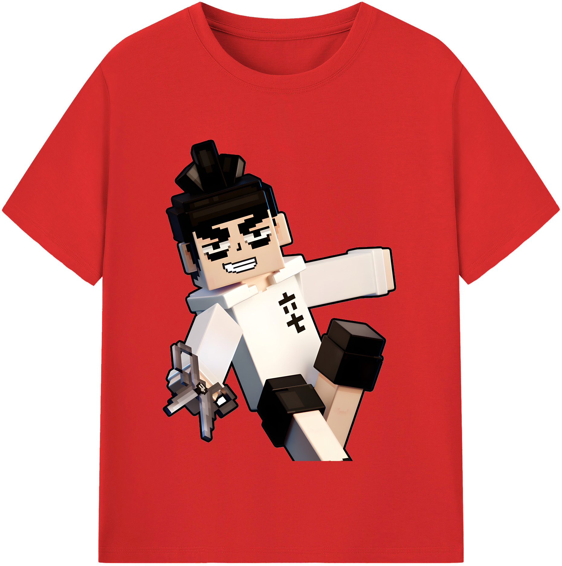 （画像用） マインクラフト ブロックの世界 Minecraft MC Block world 綿100％半袖Tシャツ（フロントプリント）