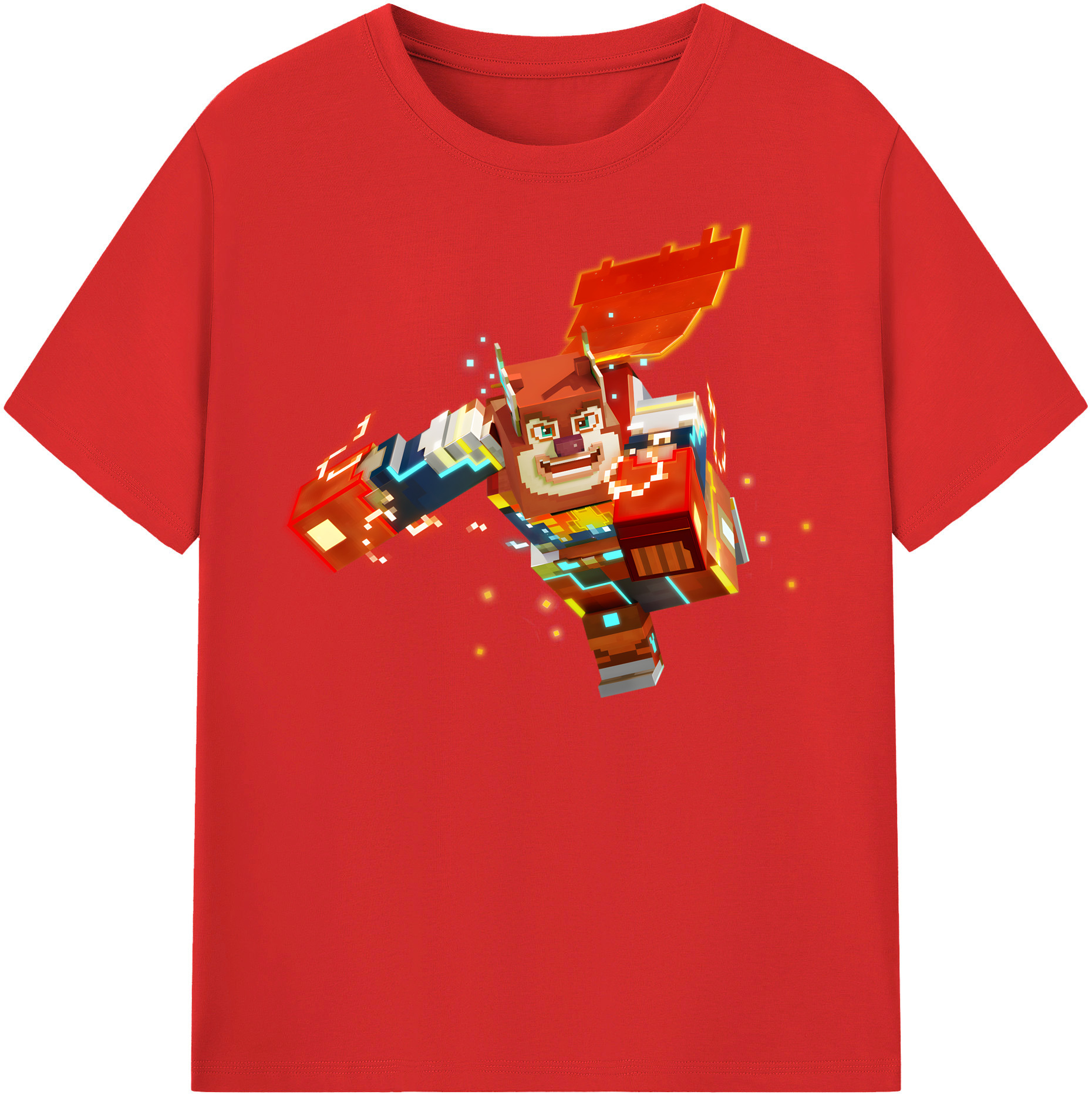 （画像用） マインクラフト ブロックの世界 Minecraft MC Block world 綿100％半袖Tシャツ（フロントプリント）