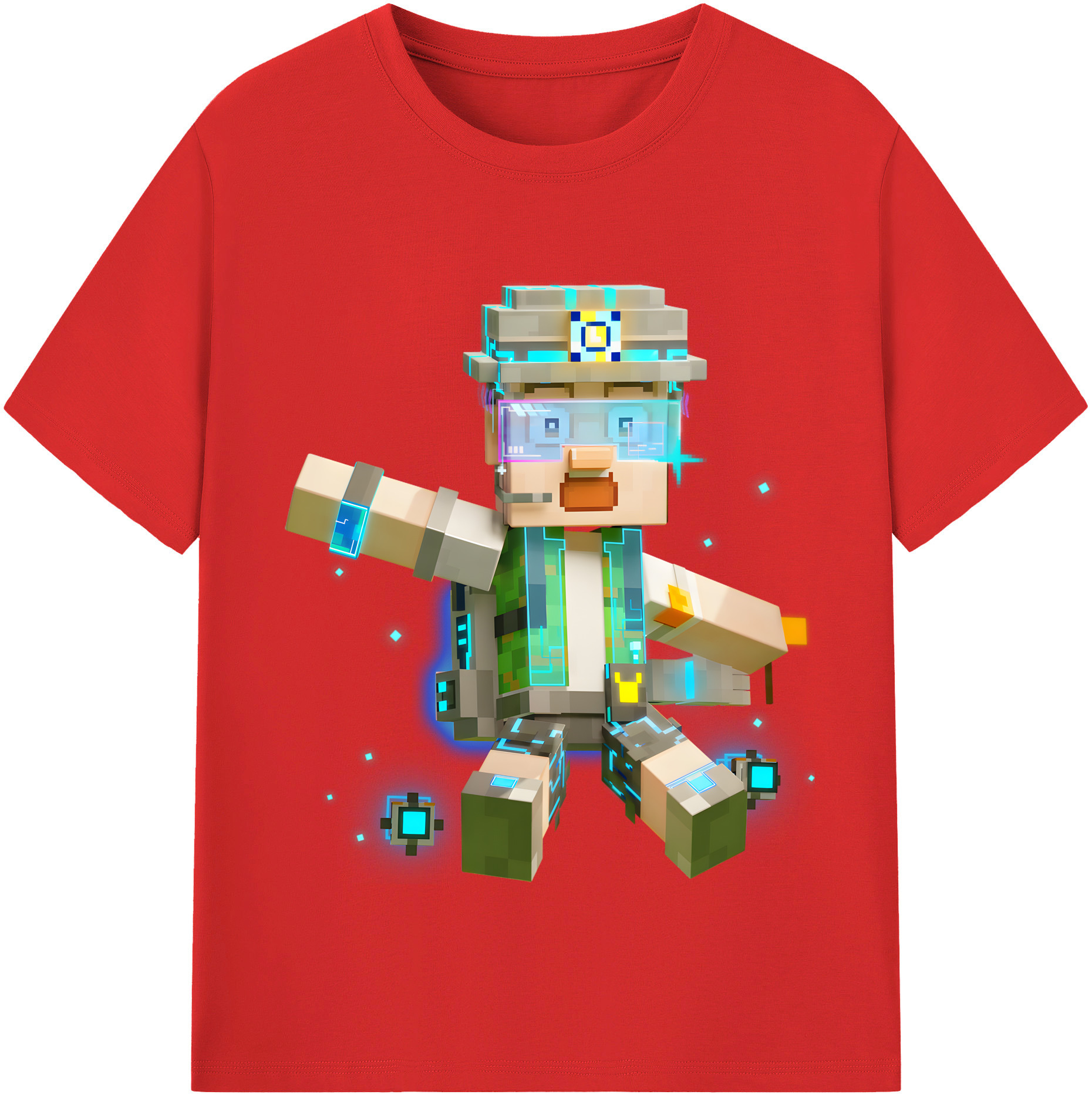 （画像用） マインクラフト ブロックの世界 Minecraft MC Block world 綿100％半袖Tシャツ（フロントプリント）