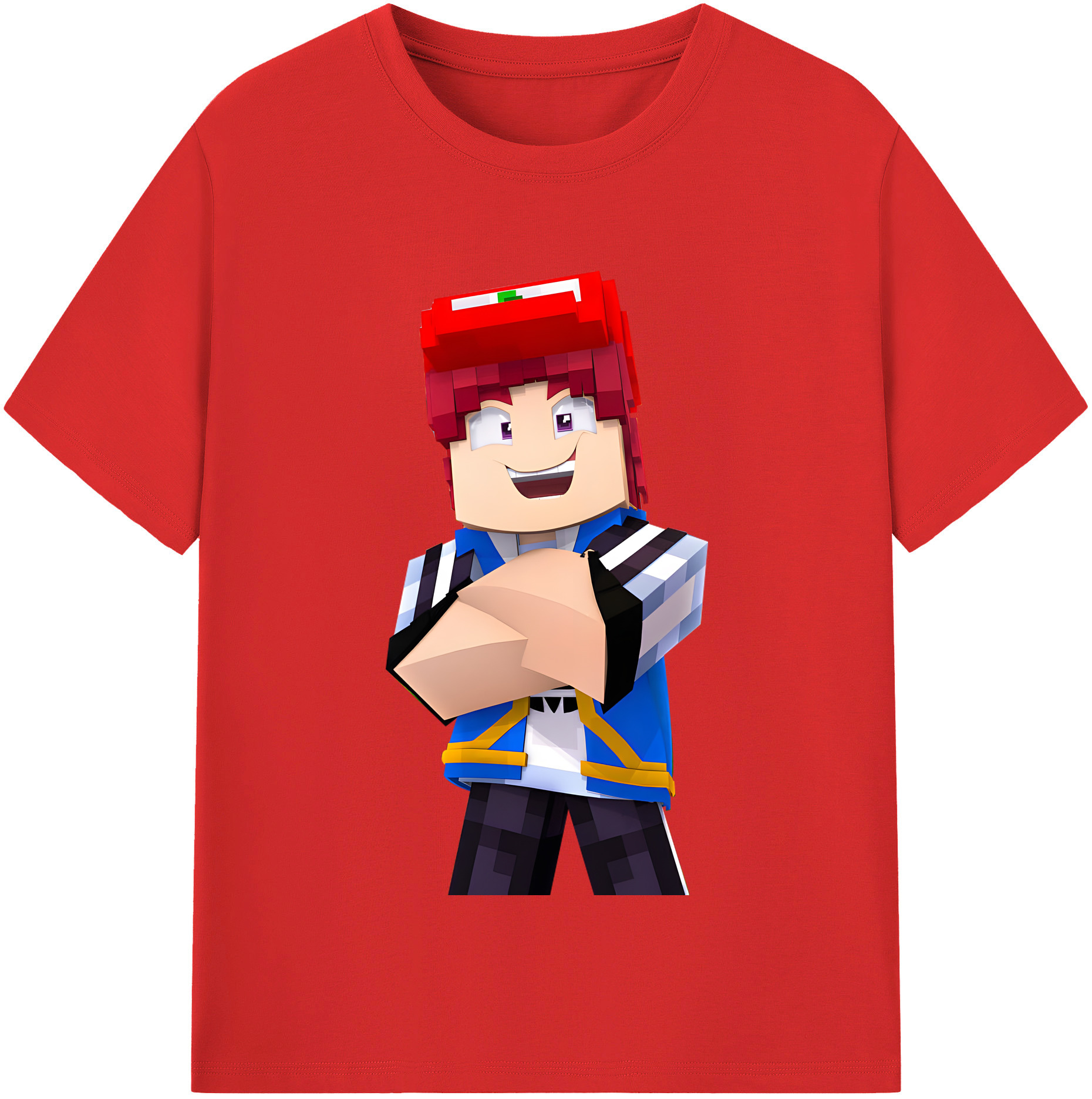 （画像用） マインクラフト ブロックの世界 Minecraft MC Block world 綿100％半袖Tシャツ（フロントプリント）