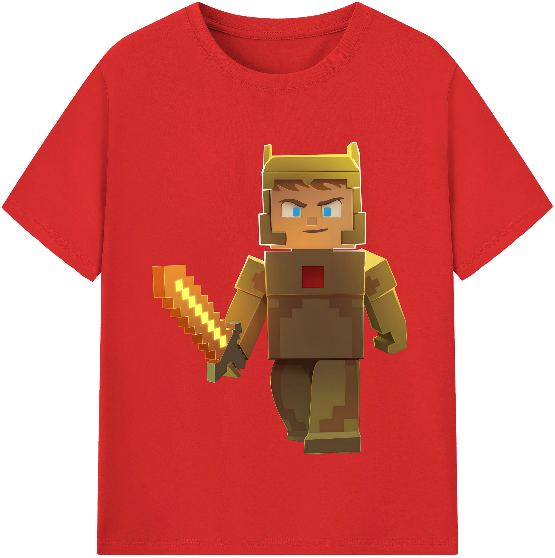 （画像用） マインクラフト ブロックの世界 Minecraft MC Block world 綿100％半袖Tシャツ（フロントプリント）