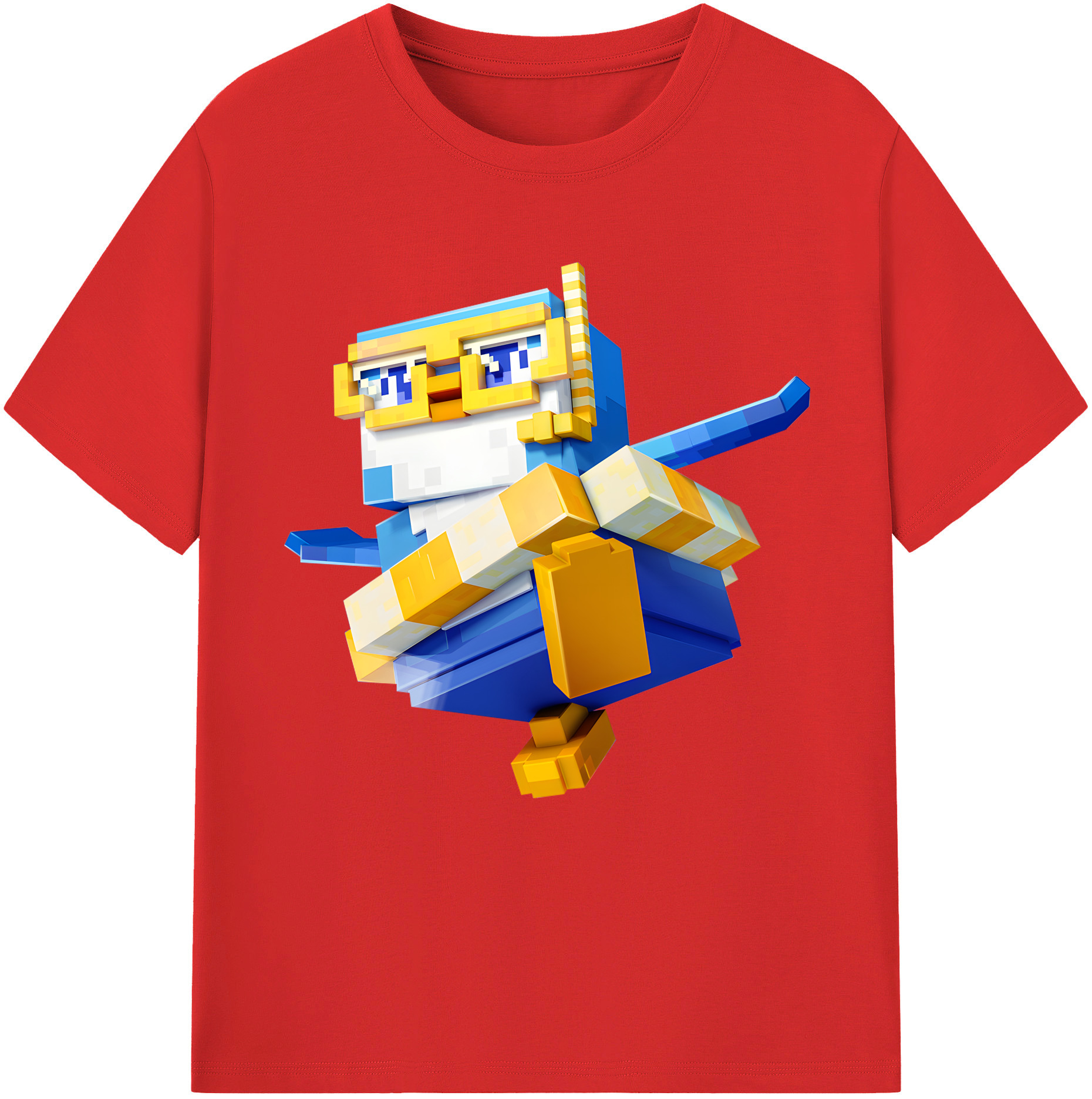 （画像用） マインクラフト ブロックの世界 Minecraft MC Block world 綿100％半袖Tシャツ（フロントプリント）