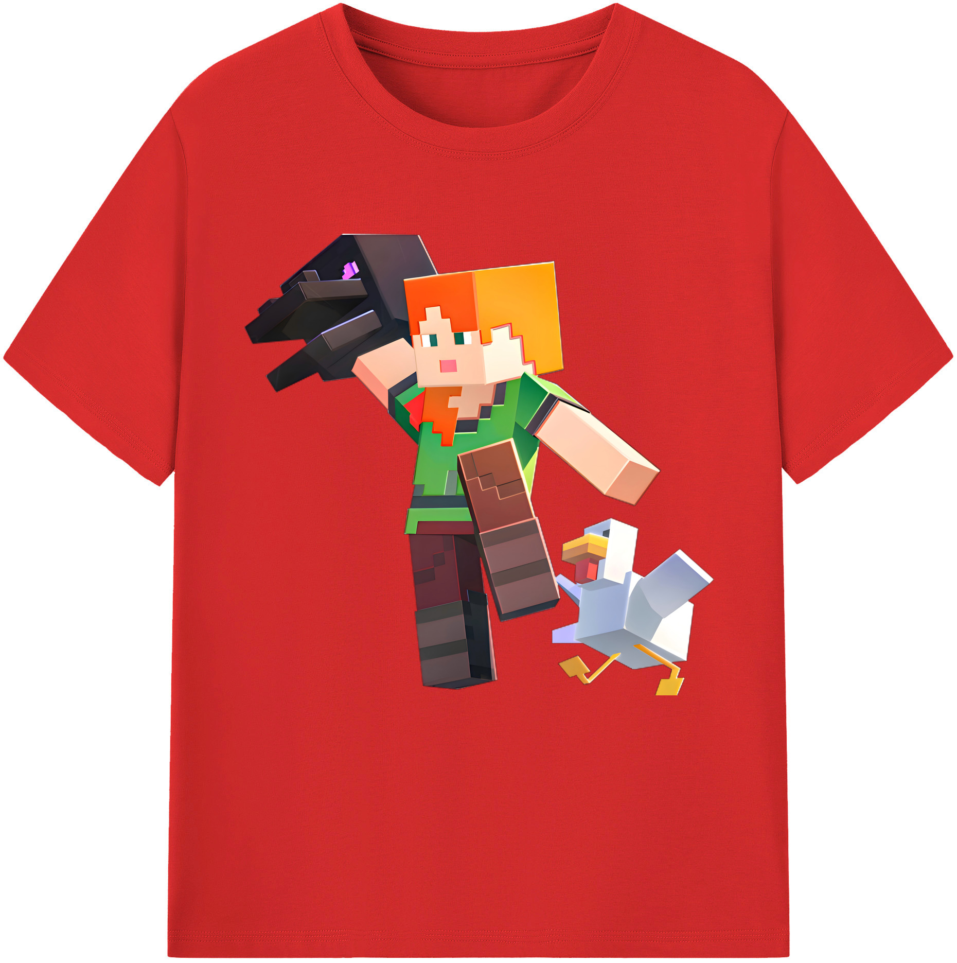 （画像用） マインクラフト ブロックの世界 Minecraft MC Block world 綿100％半袖Tシャツ（フロントプリント）