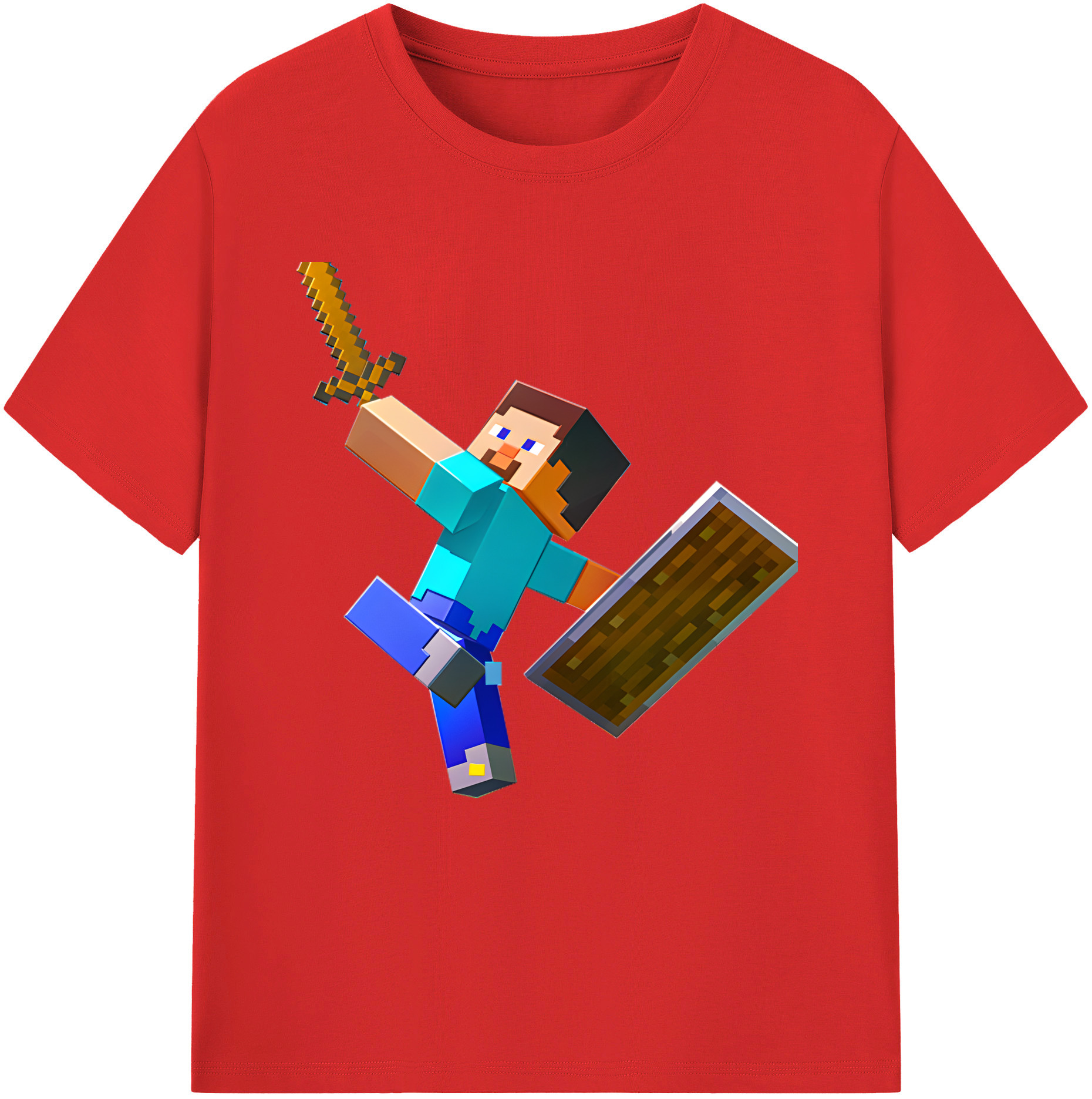 （画像用） マインクラフト ブロックの世界 Minecraft MC Block world 綿100％半袖Tシャツ（フロントプリント）