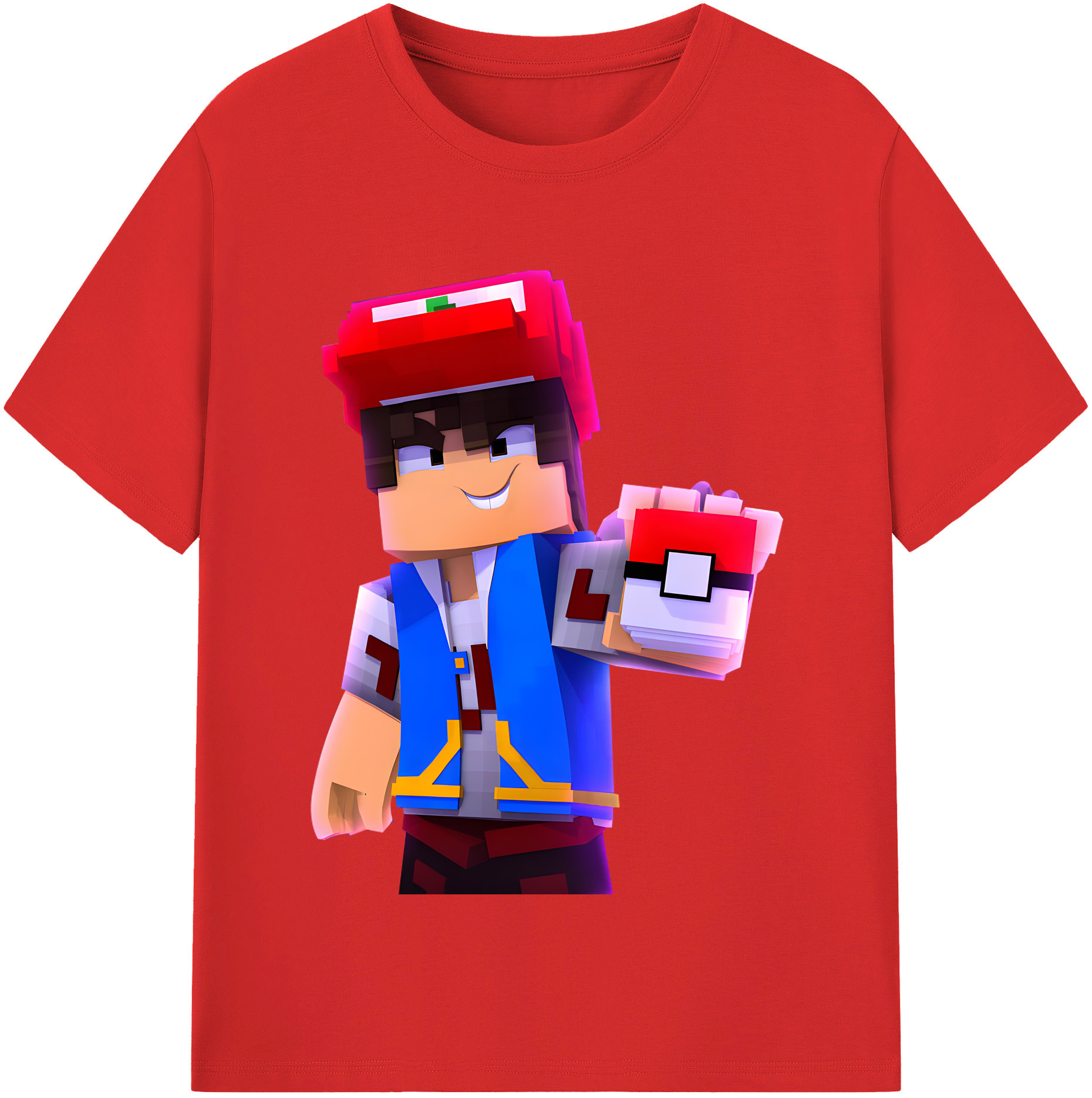 （画像用） マインクラフト ブロックの世界 Minecraft MC Block world 綿100％半袖Tシャツ（フロントプリント）