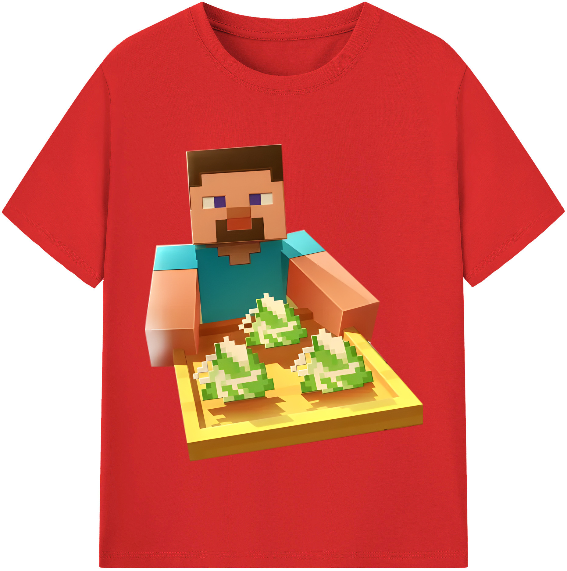（画像用） マインクラフト ブロックの世界 Minecraft MC Block world 綿100％半袖Tシャツ（フロントプリント）