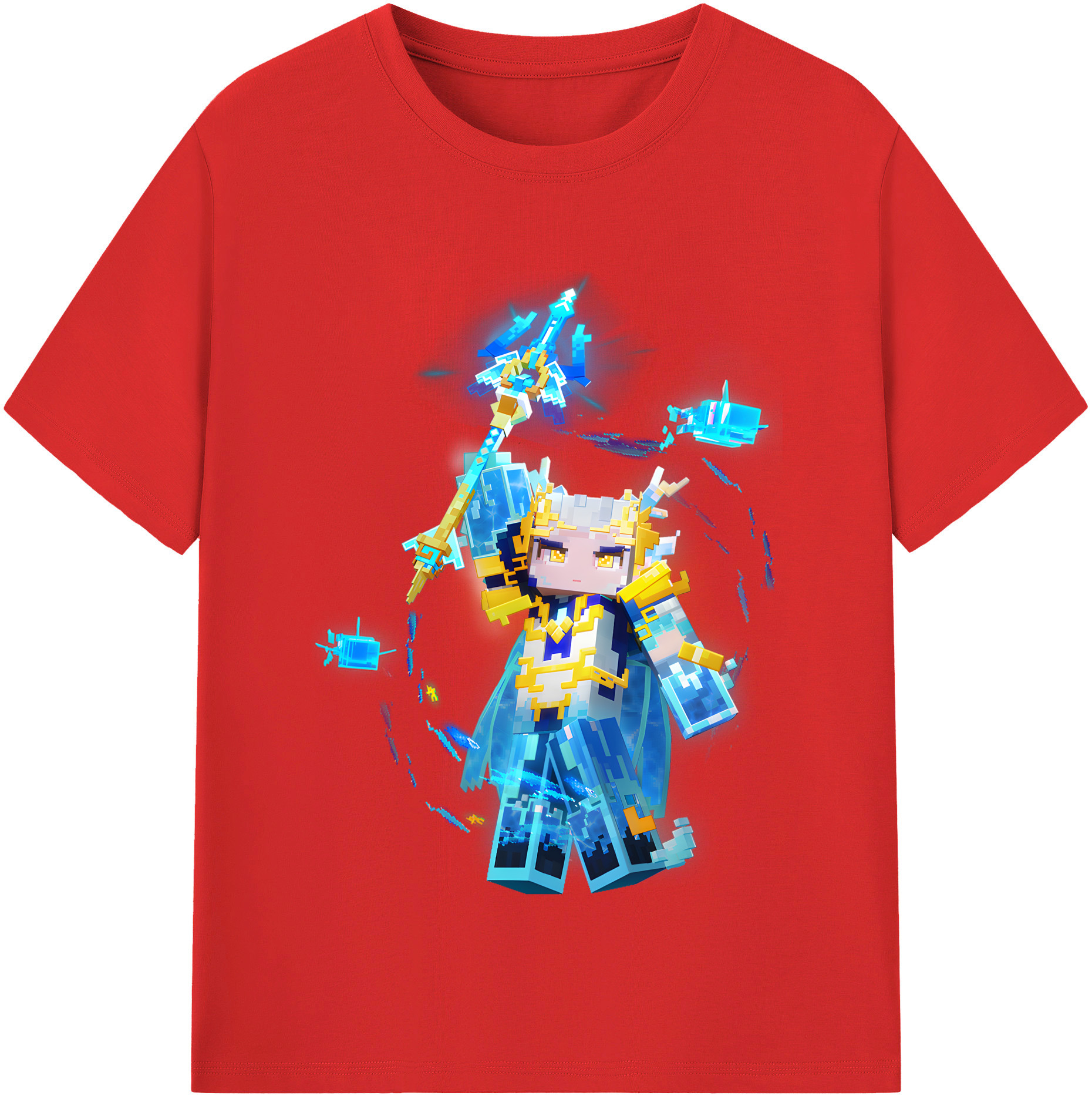（画像用） マインクラフト ブロックの世界 Minecraft MC Block world 綿100％半袖Tシャツ（フロントプリント）