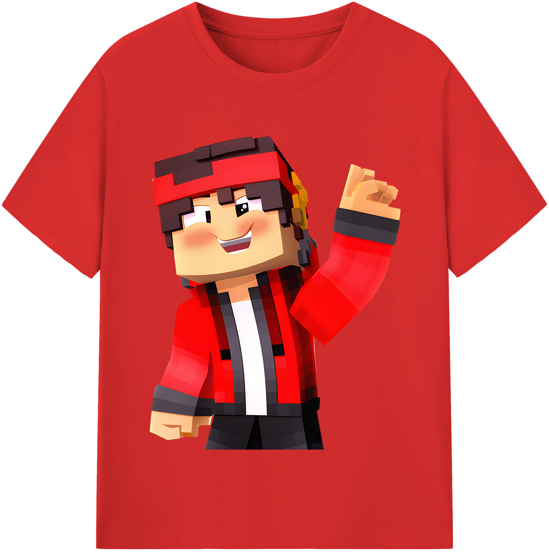 （画像用） マインクラフト ブロックの世界 Minecraft MC Block world 綿100％半袖Tシャツ（フロントプリント）