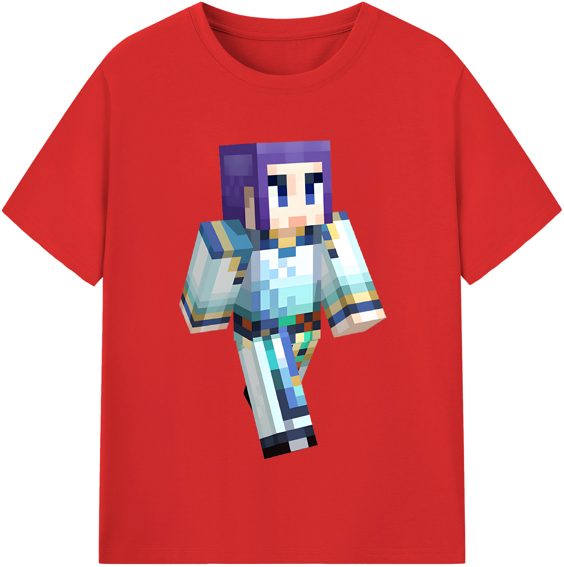 （画像用） マインクラフト ブロックの世界 Minecraft MC Block world 綿100％半袖Tシャツ（フロントプリント）
