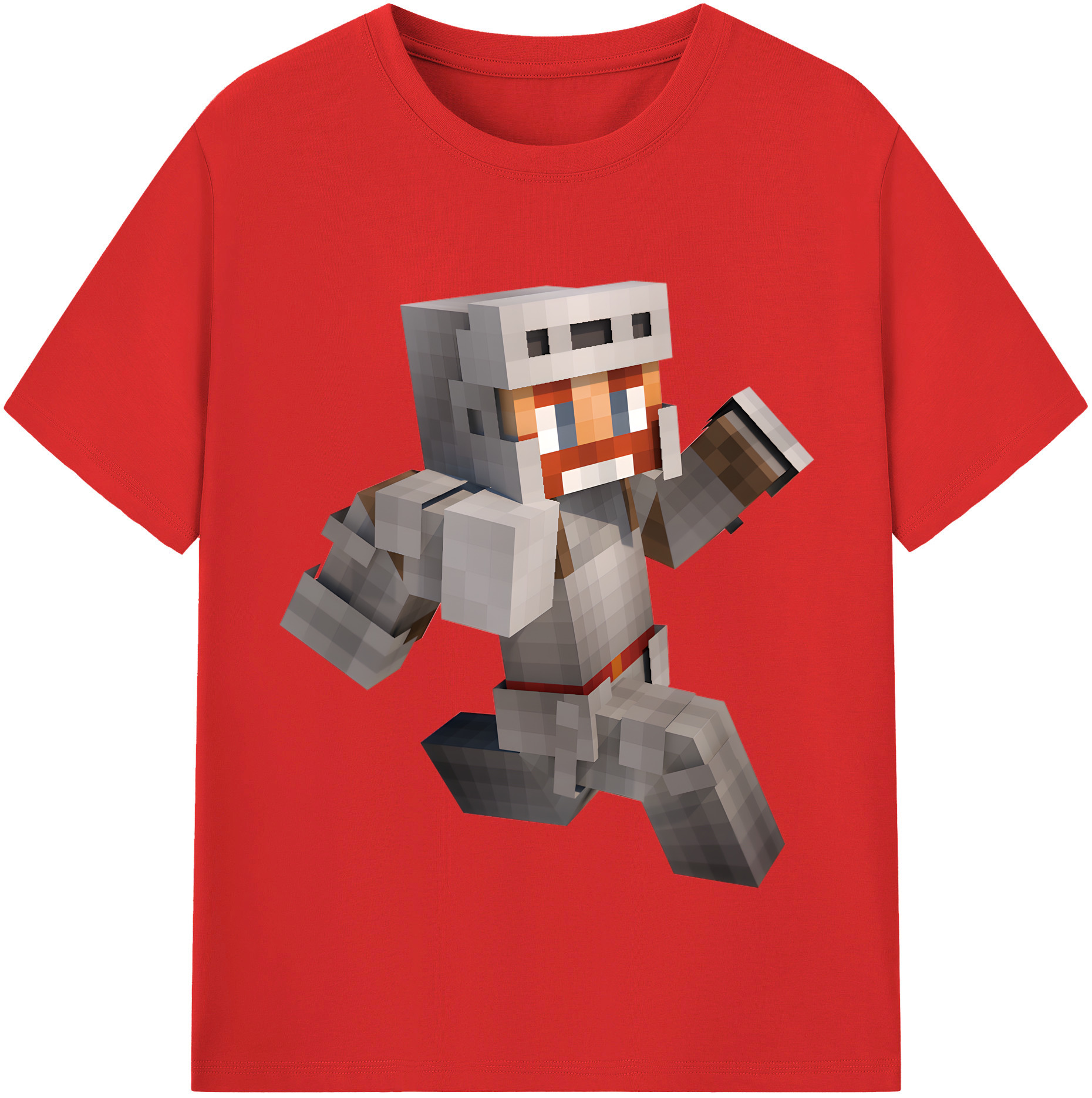 （画像用） マインクラフト ブロックの世界 Minecraft MC Block world 綿100％半袖Tシャツ（フロントプリント）