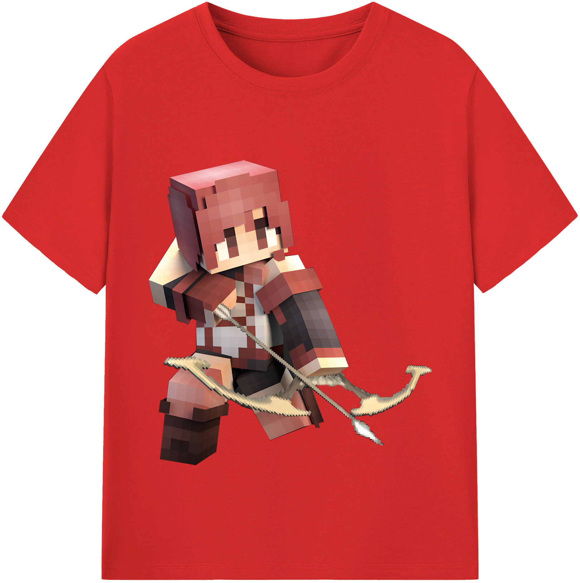 （画像用） マインクラフト ブロックの世界 Minecraft MC Block world 綿100％半袖Tシャツ（フロントプリント）