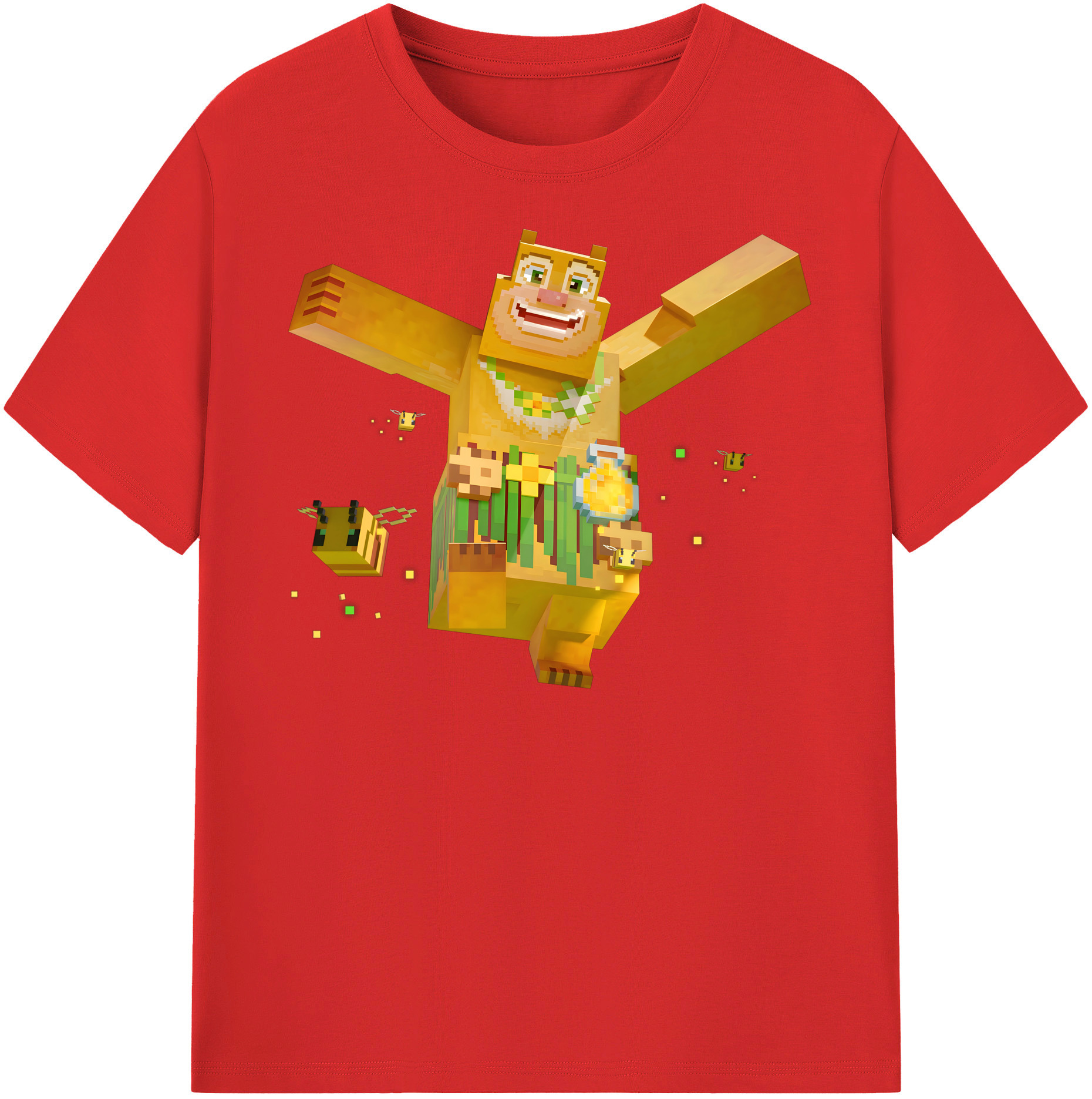 （画像用） マインクラフト ブロックの世界 Minecraft MC Block world 綿100％半袖Tシャツ（フロントプリント）