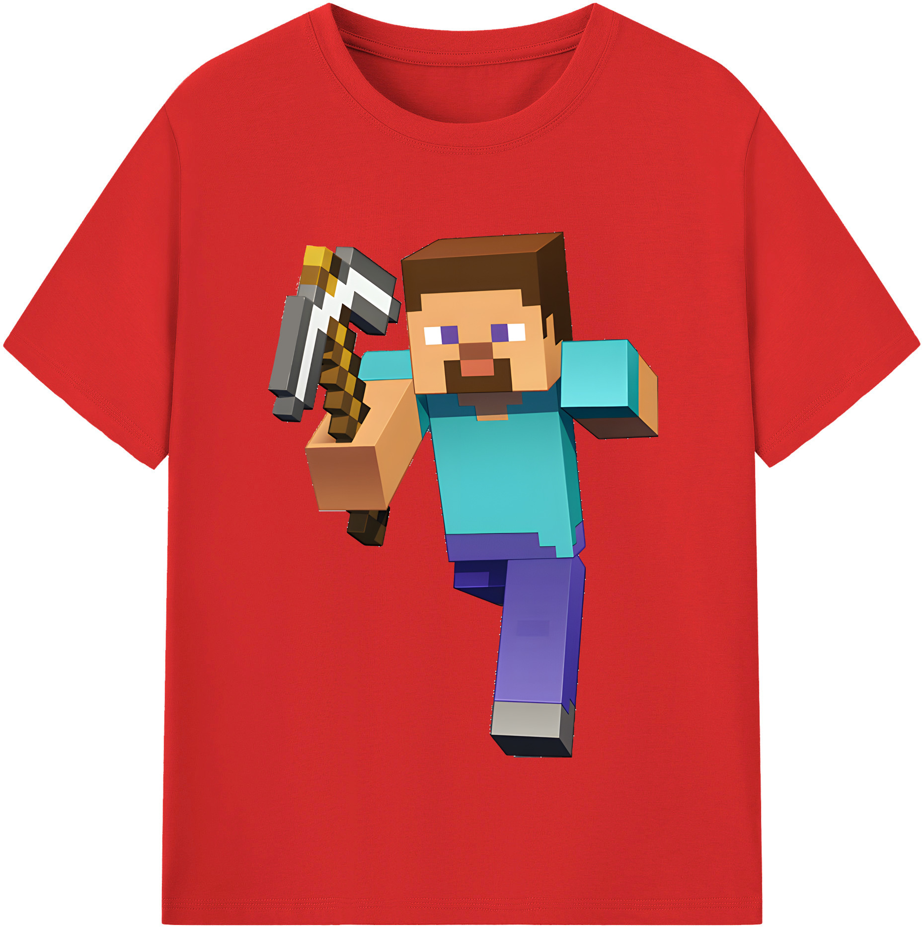 （画像用） マインクラフト ブロックの世界 Minecraft MC Block world 綿100％半袖Tシャツ（フロントプリント）
