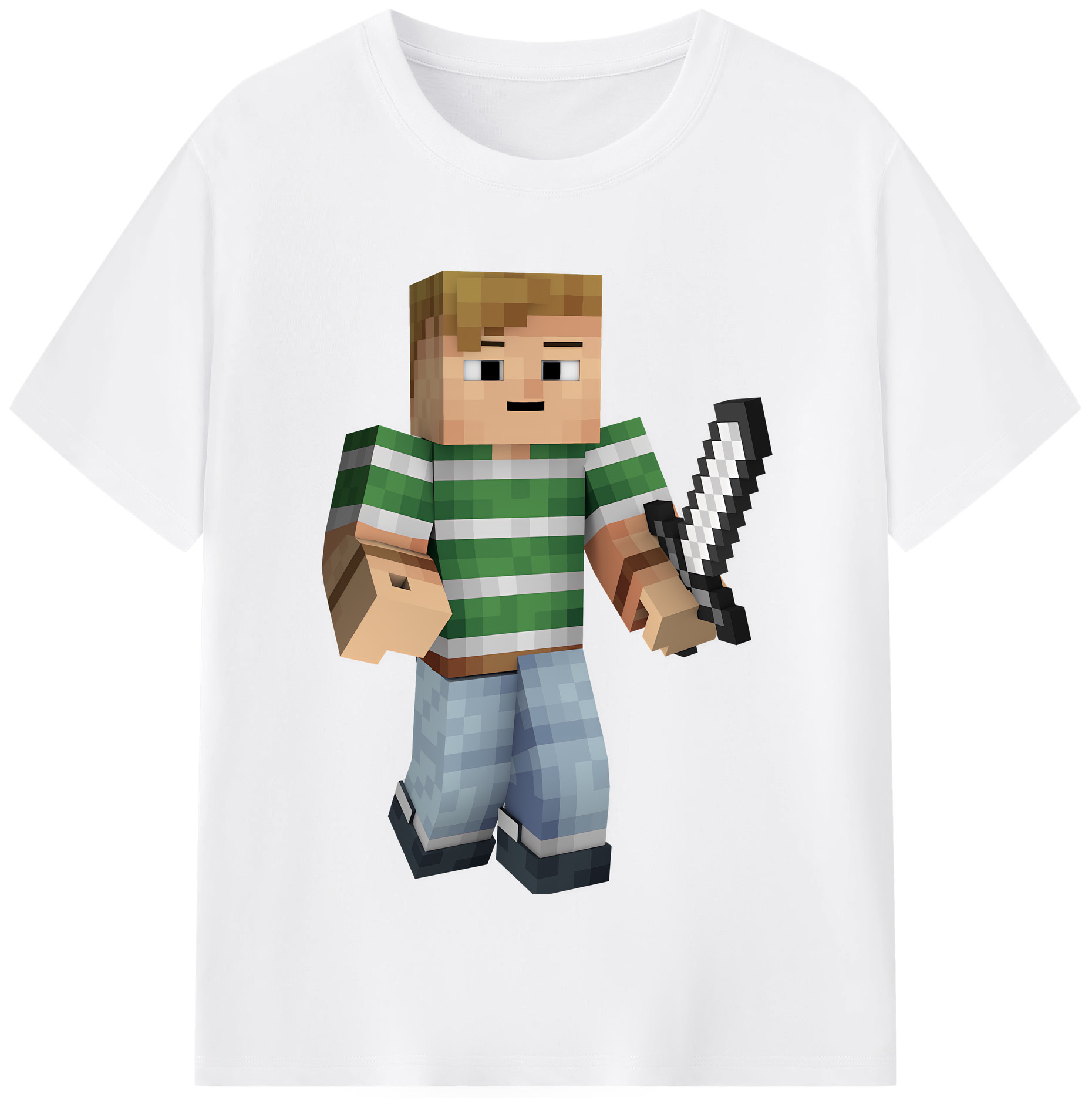 （画像用） マインクラフト ブロックの世界 Minecraft MC Block world 綿100％半袖Tシャツ（フロントプリント）