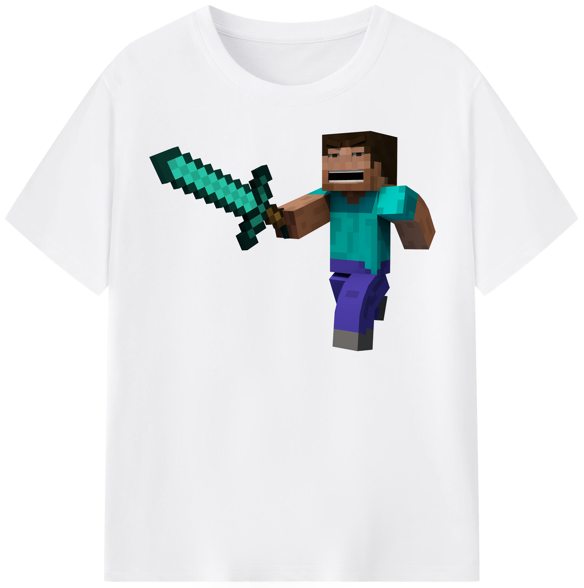 （画像用） マインクラフト ブロックの世界 Minecraft MC Block world 綿100％半袖Tシャツ（フロントプリント）