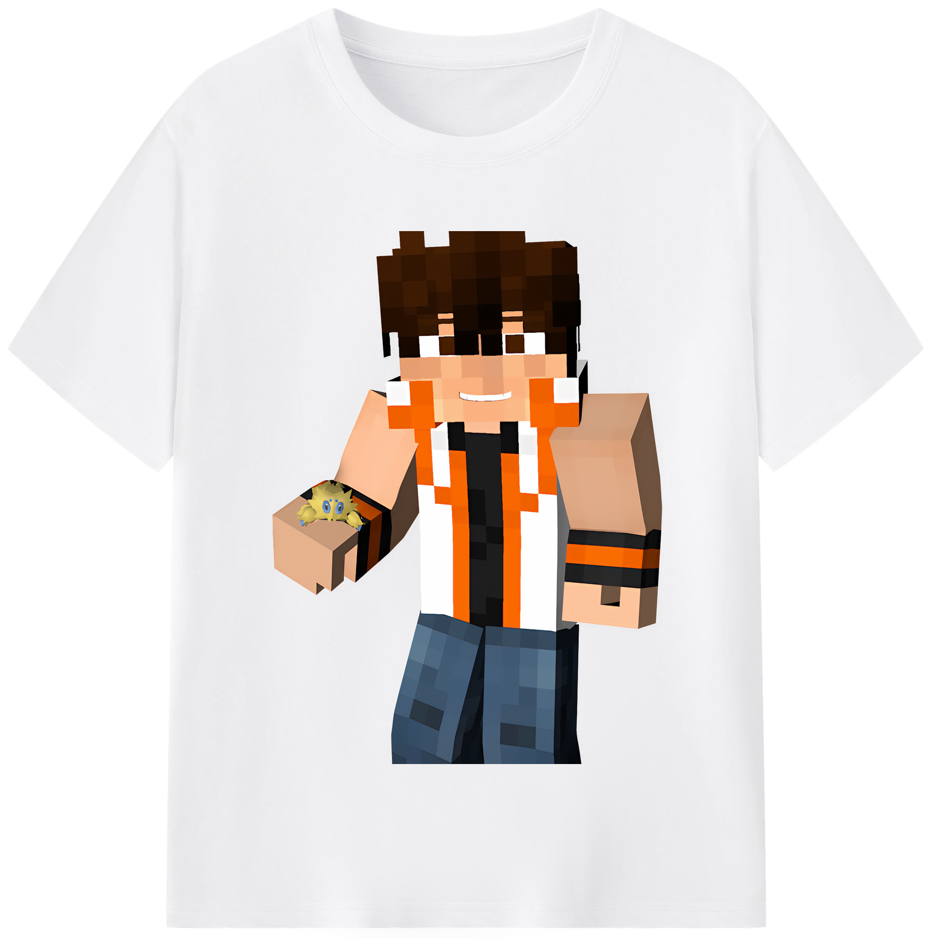 （画像用） マインクラフト ブロックの世界 Minecraft MC Block world 綿100％半袖Tシャツ（フロントプリント）