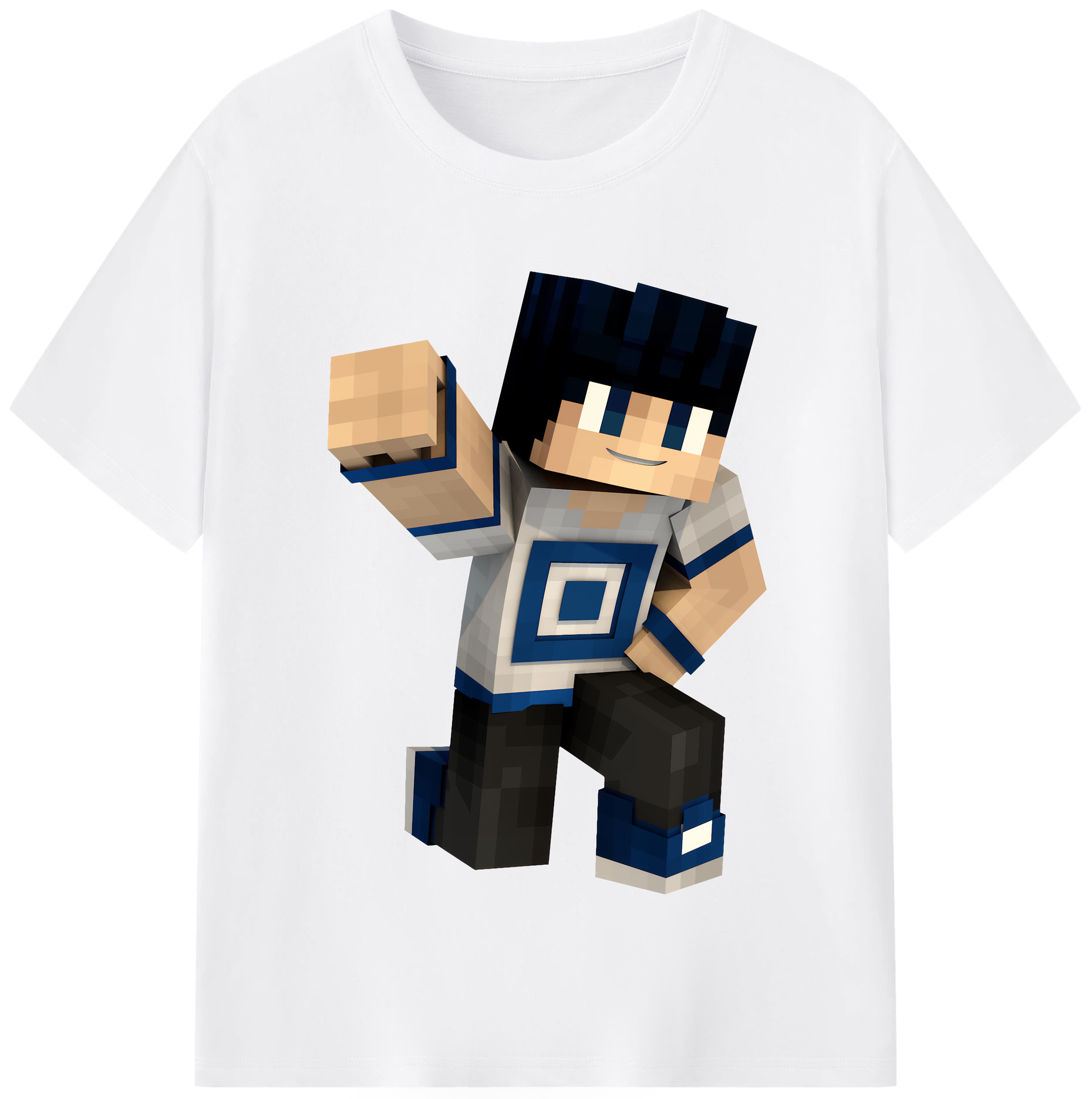 （画像用） マインクラフト ブロックの世界 Minecraft MC Block world 綿100％半袖Tシャツ（フロントプリント）