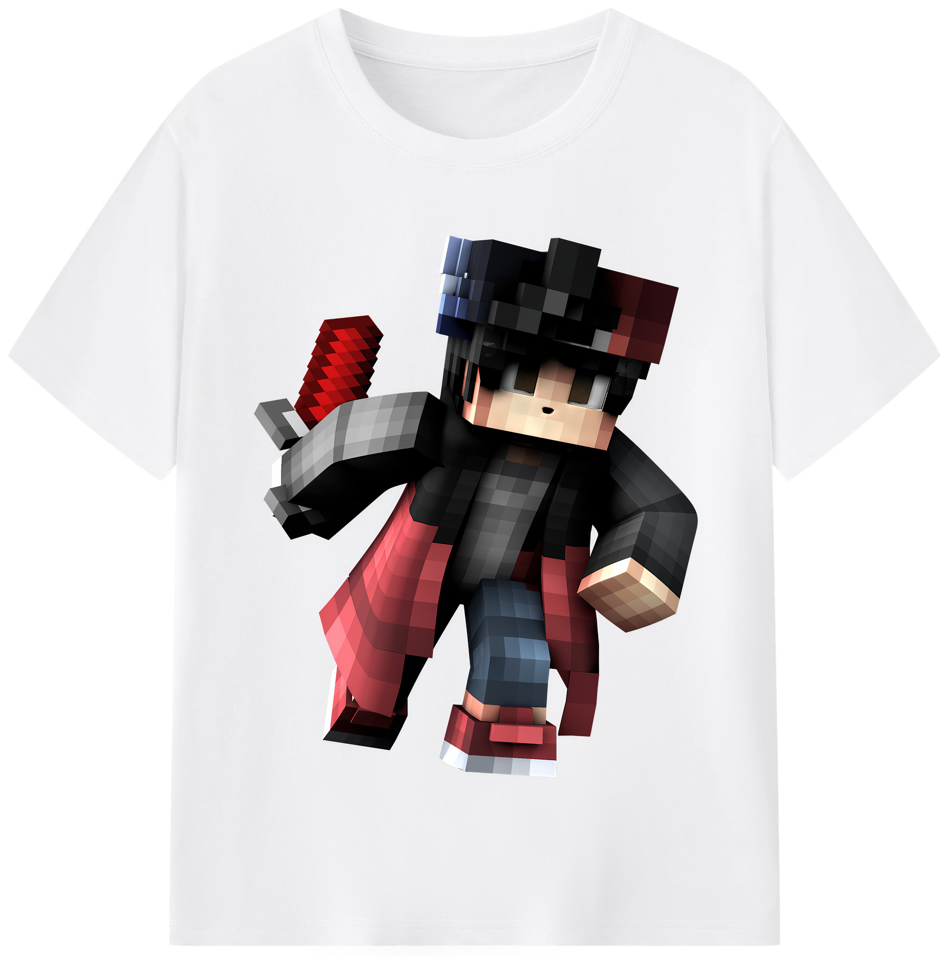 （画像用） マインクラフト ブロックの世界 Minecraft MC Block world 綿100％半袖Tシャツ（フロントプリント）
